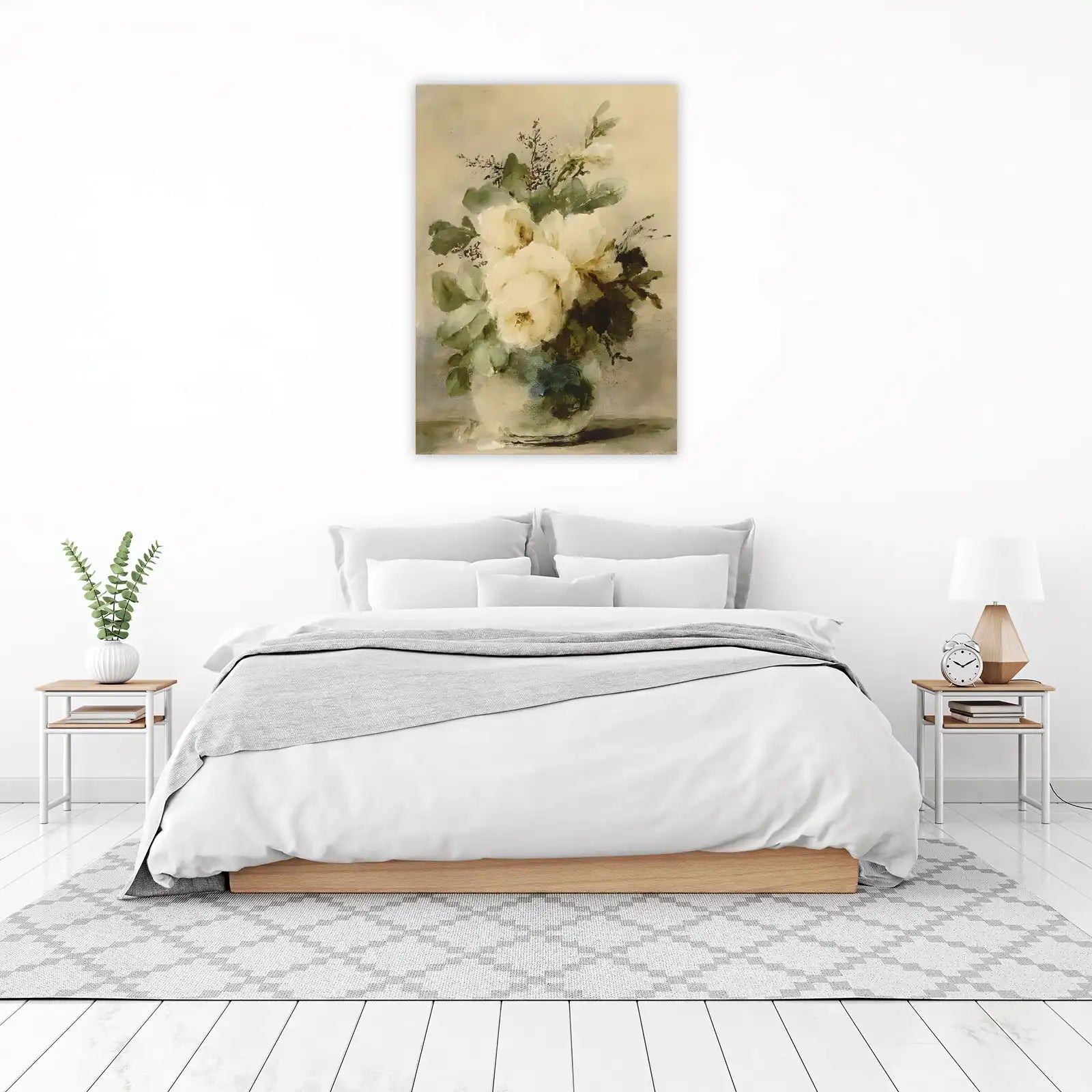 Elegant White Roses Still Life Wall Art