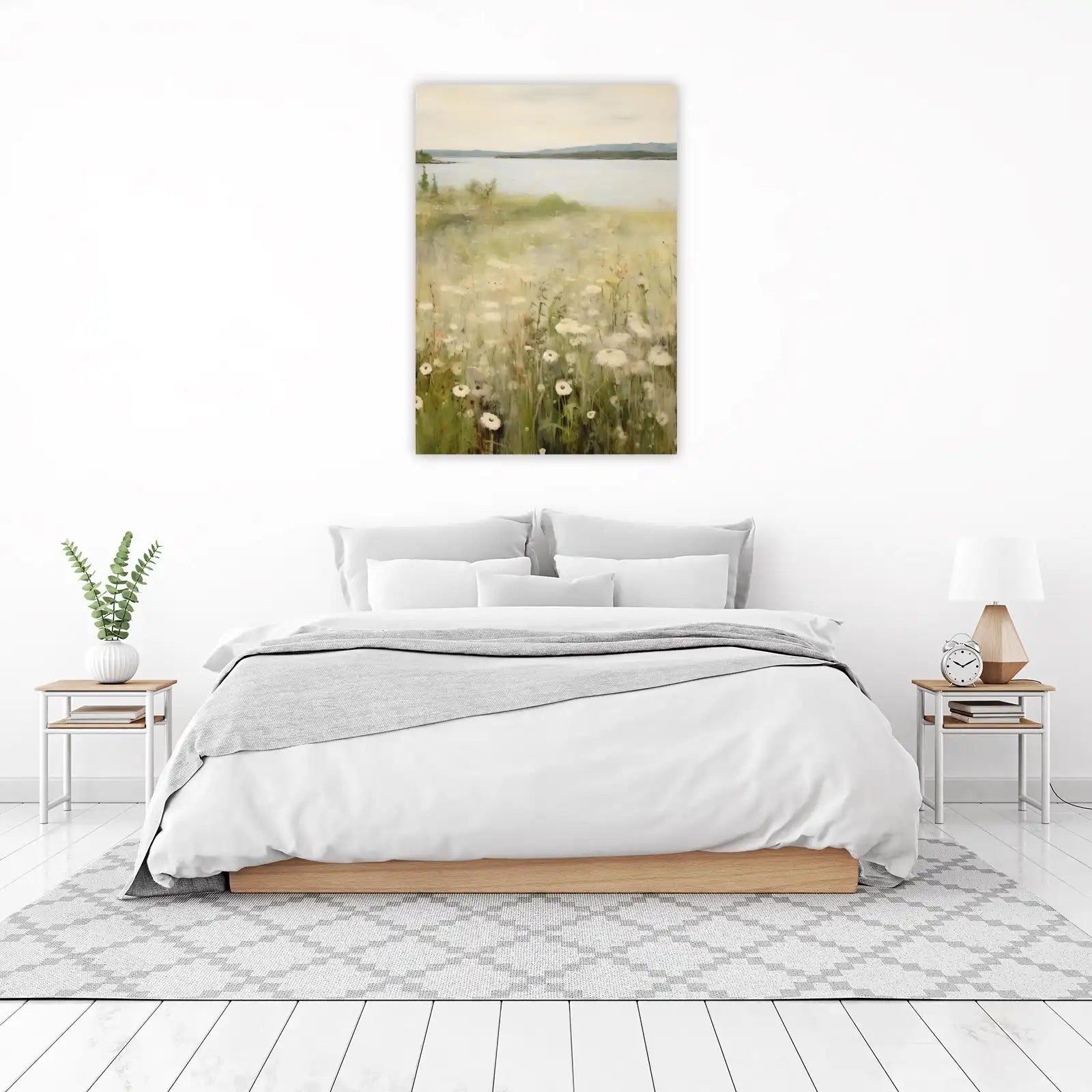 Serene Meadow Lakeside Wall Art