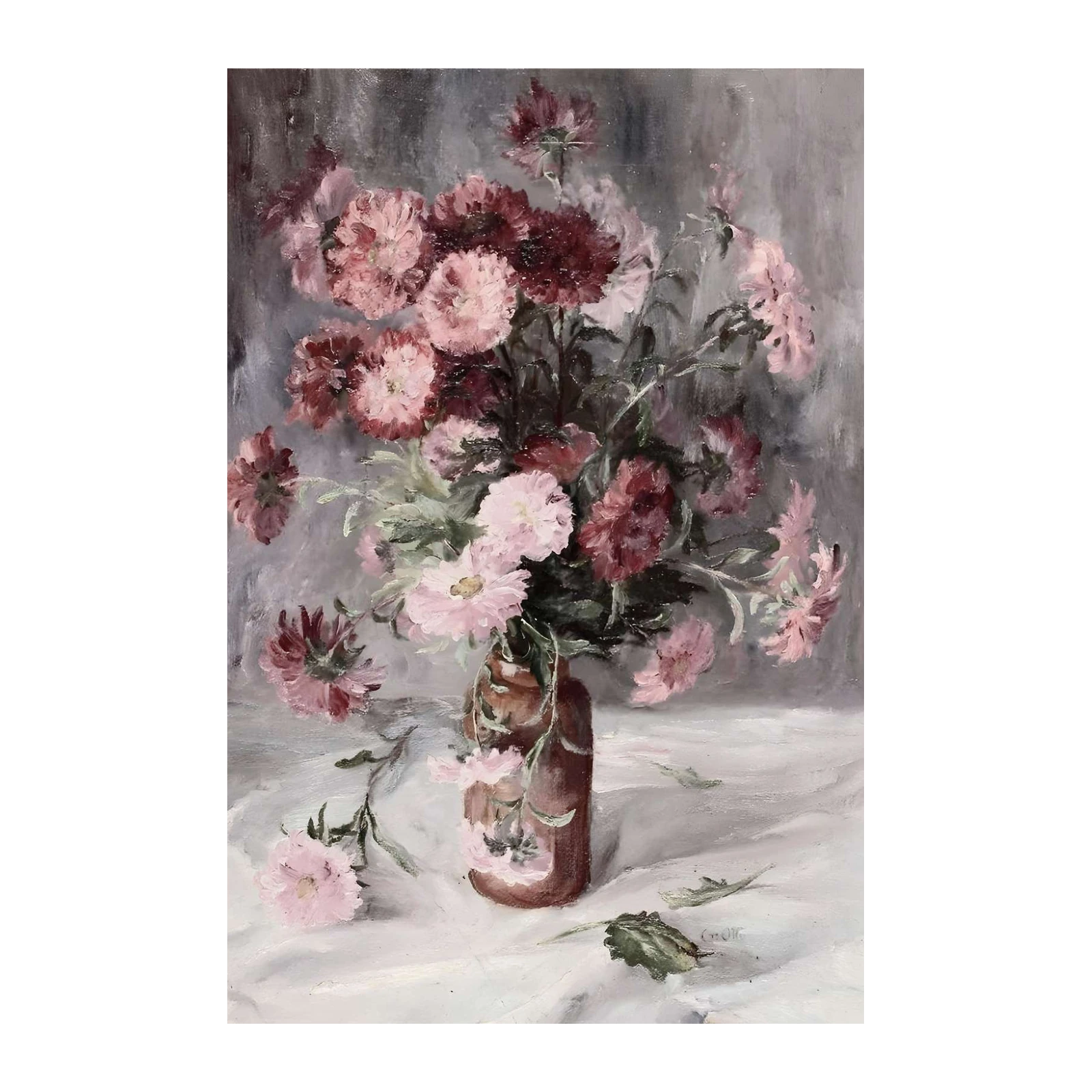 Elegant Pink Flower Still Life Wall Art