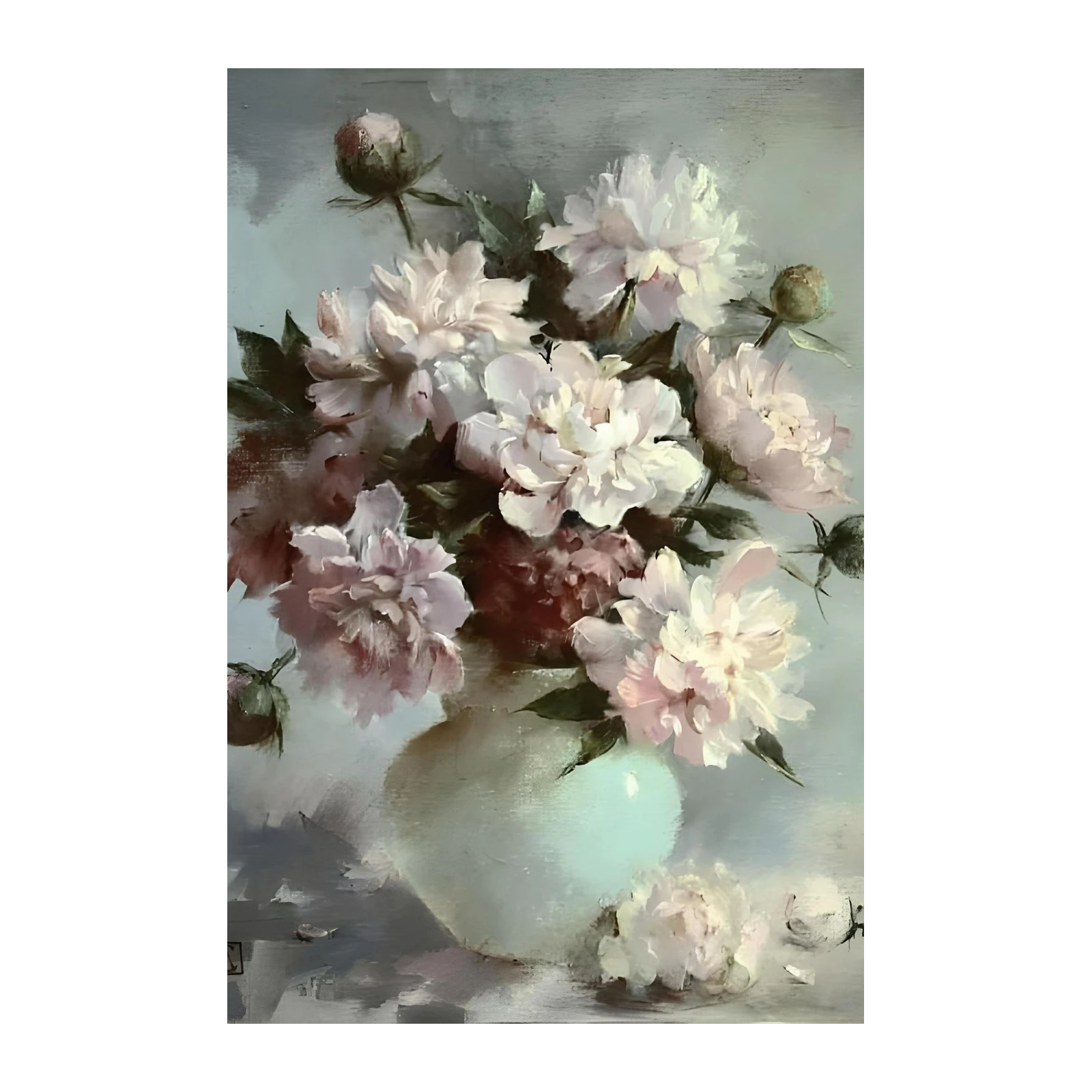 Soft Blush Peonies Still Life Wall Art