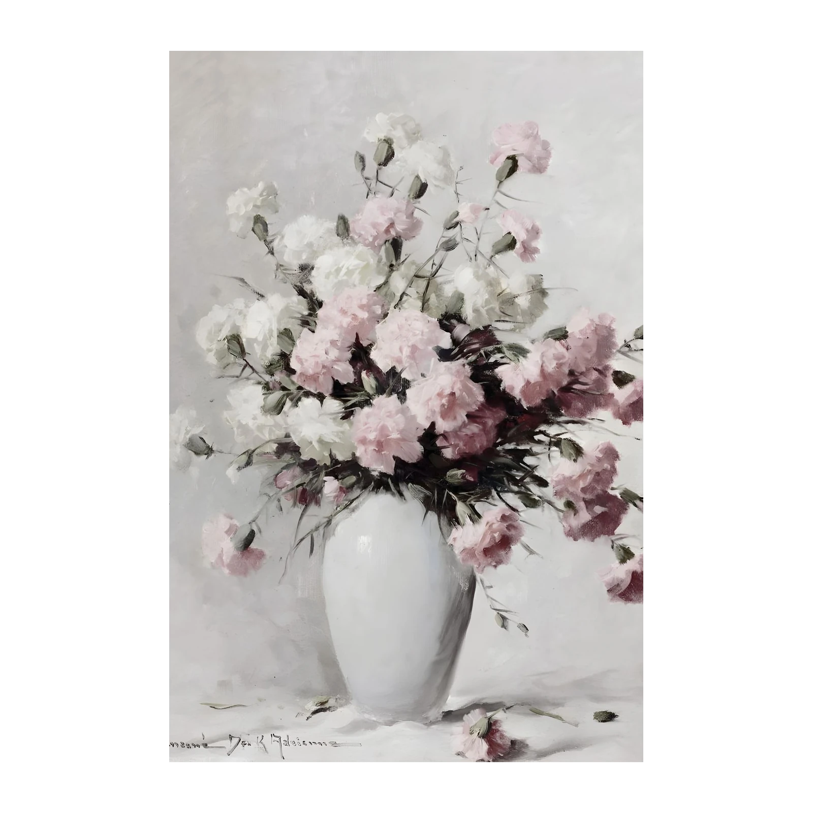 Soft Pink Carnations Still Life Wall Art