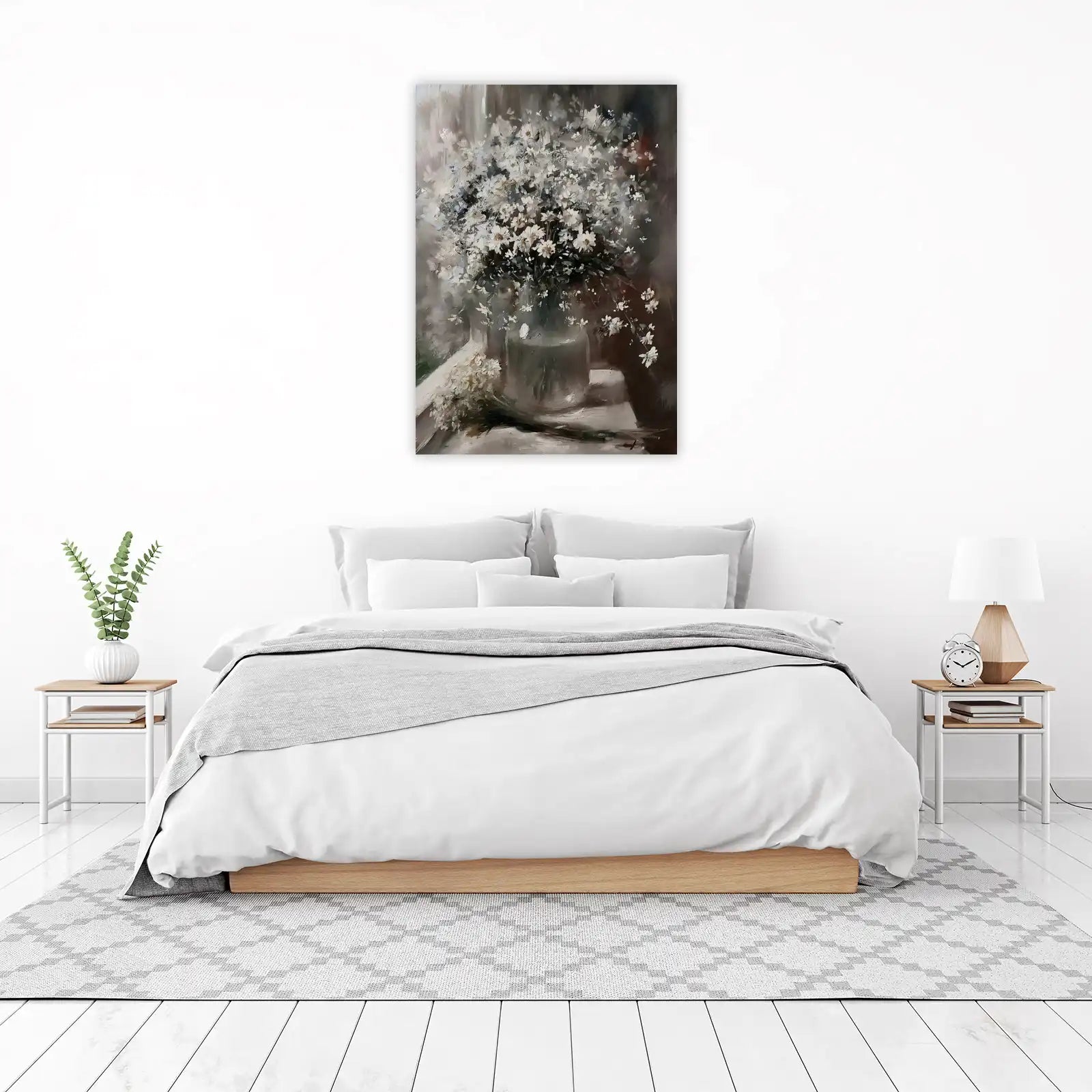 Ethereal White Daisy Bouquet Wall Art