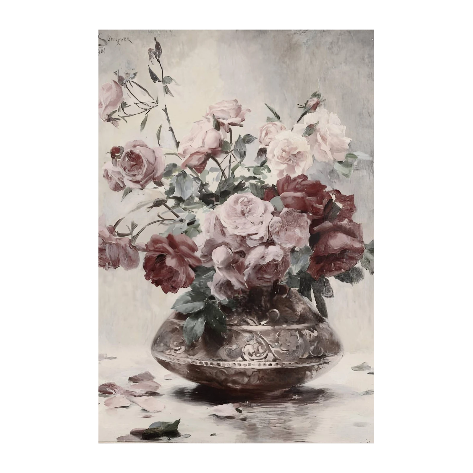 Vintage Rose Still Life Wall Art Wall Art