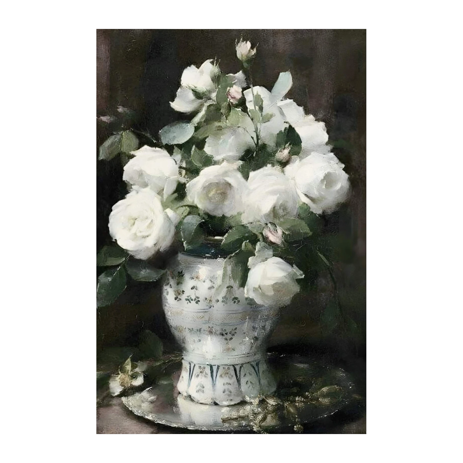 Elegant White Roses Still Life Wall Art
