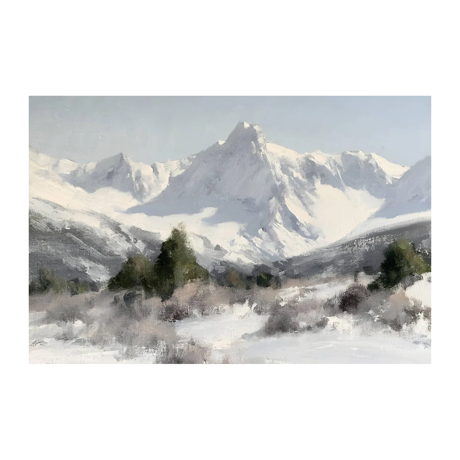 Majestic Snowy Mountain Landscape Wall Art