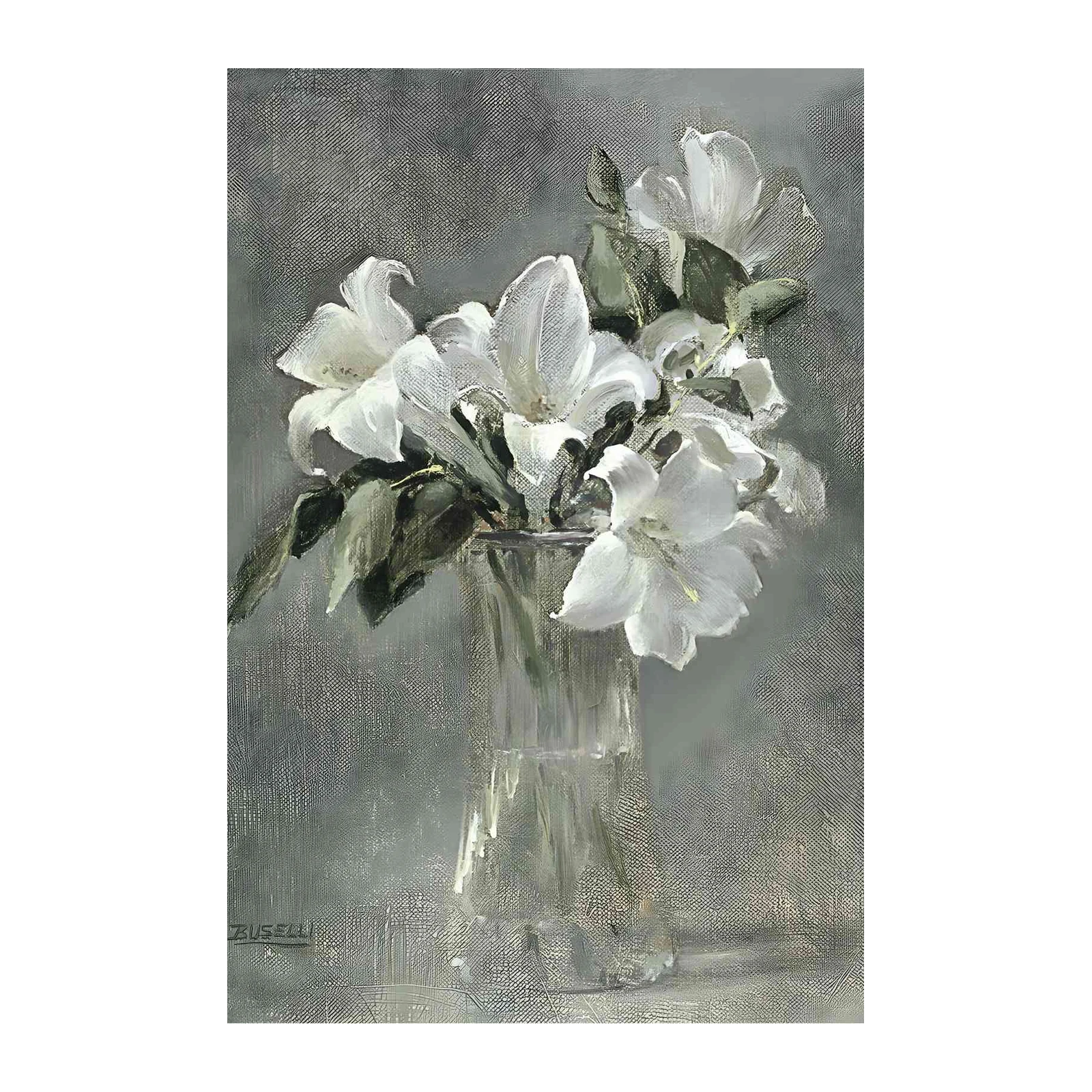 Elegant White Floral Still Life Wall Art