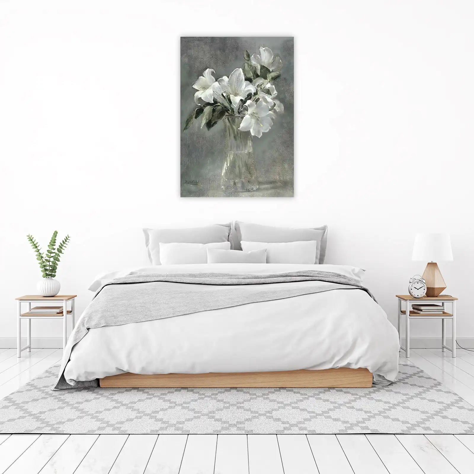 Elegant White Floral Still Life Wall Art