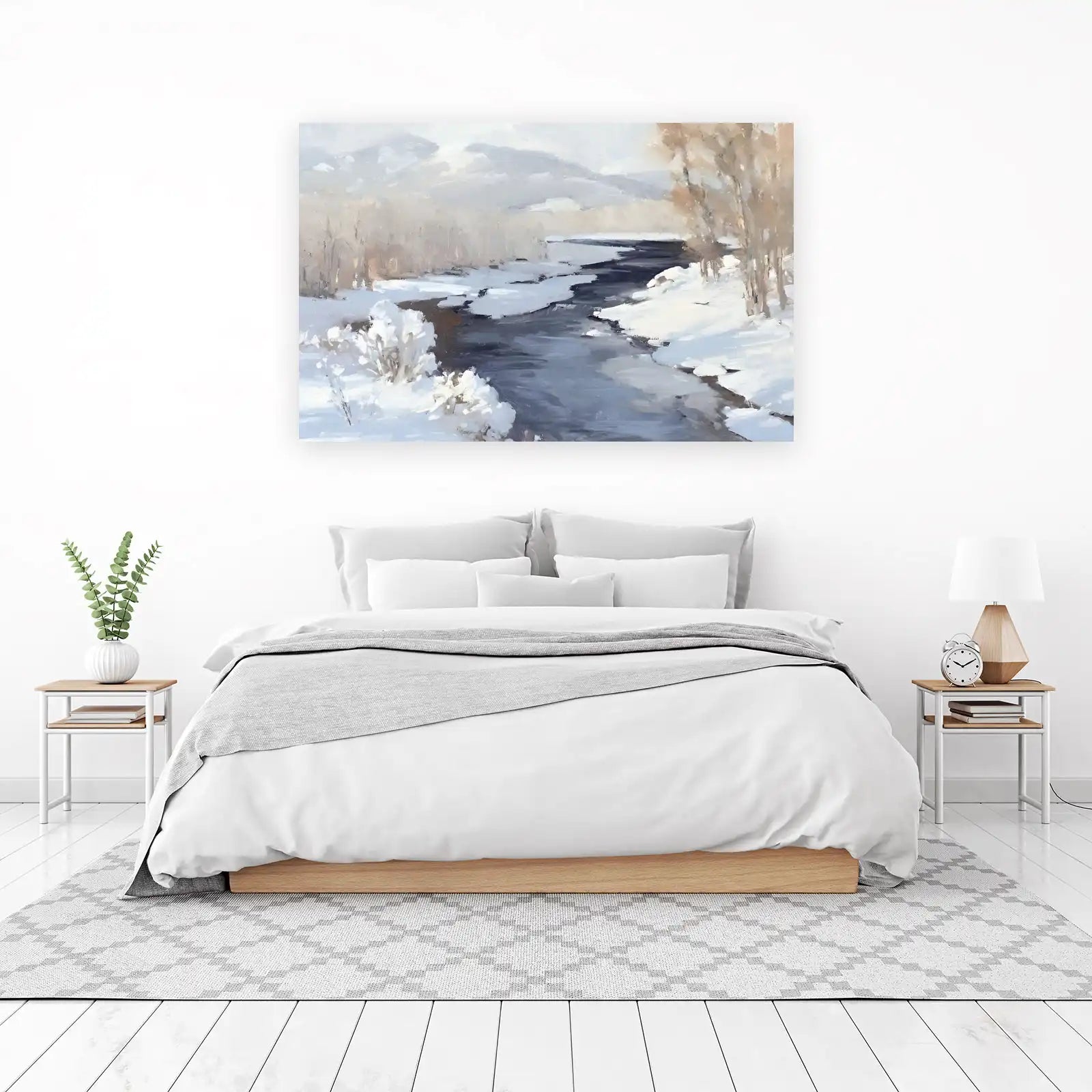 Serene Winter River Landscape Wall Art