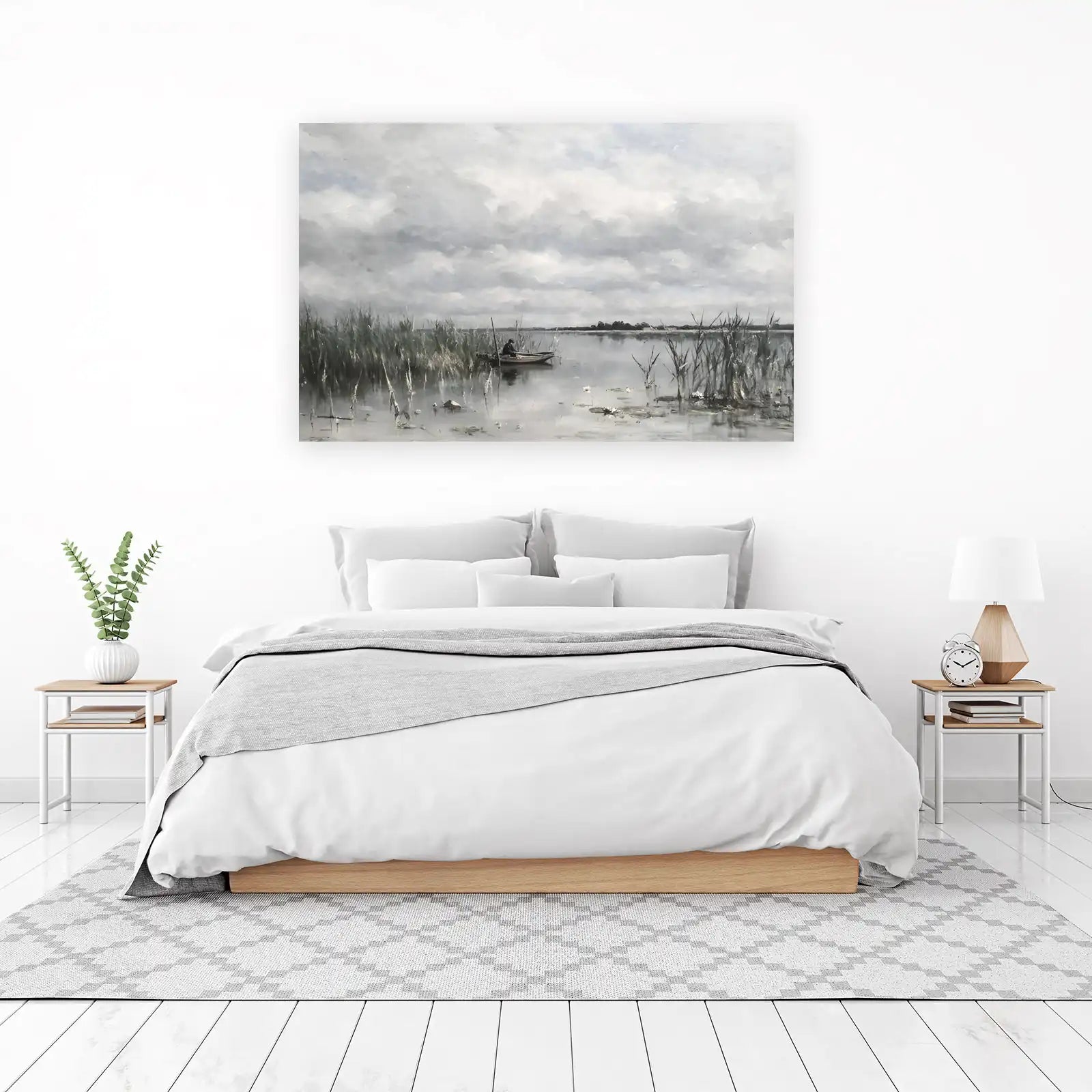 Serene Lakeside Fisherman Wall Art
