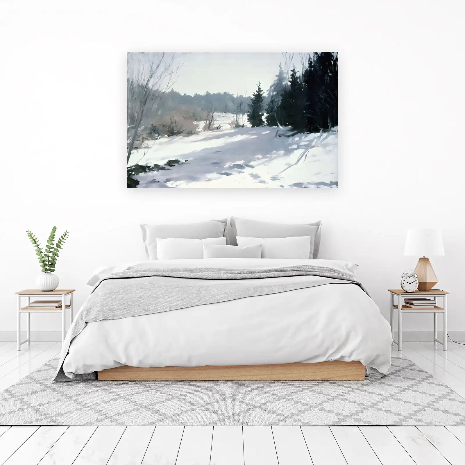 Serene Winter Landscape Painting Wall Art