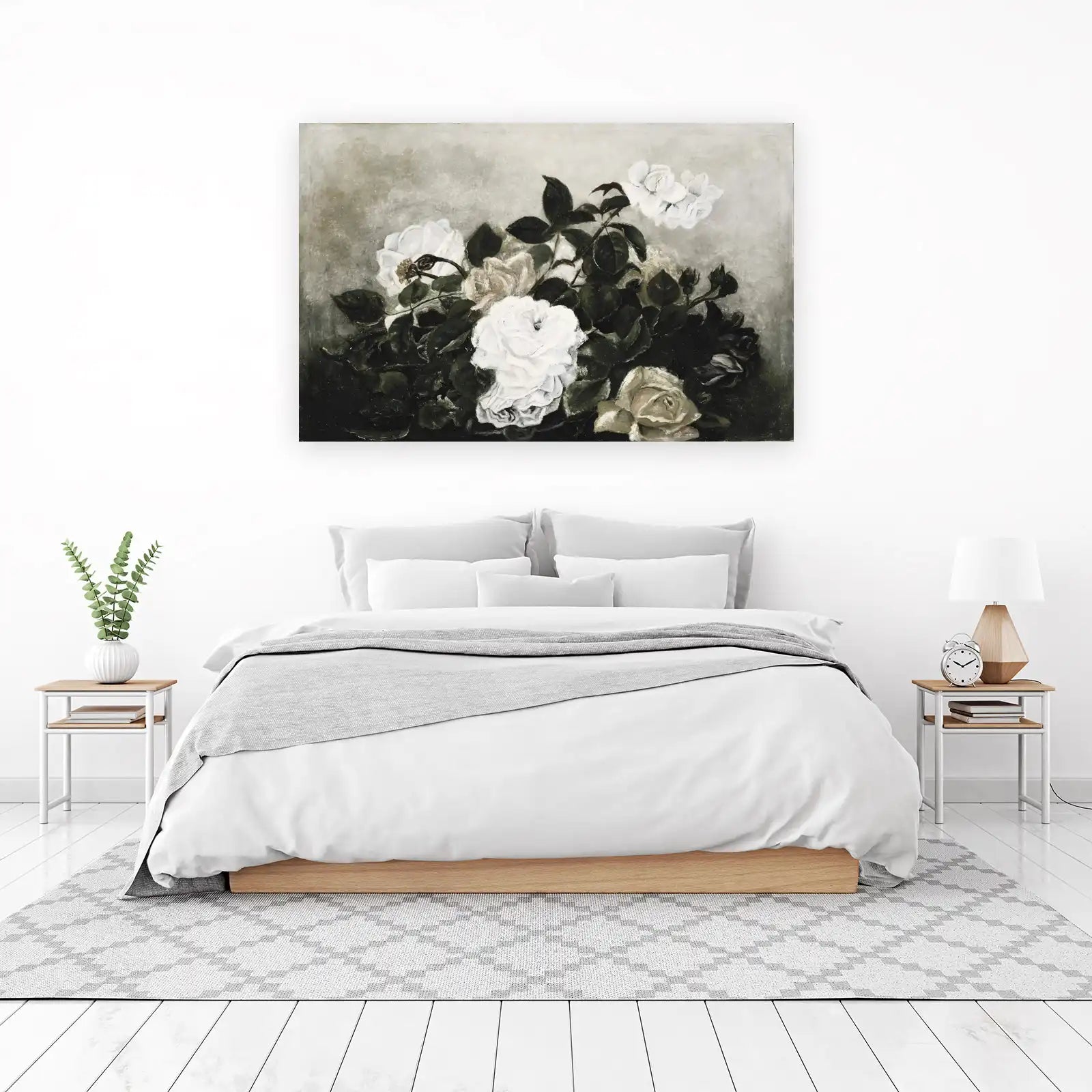 Elegant White Roses Botanical Art Wall Art