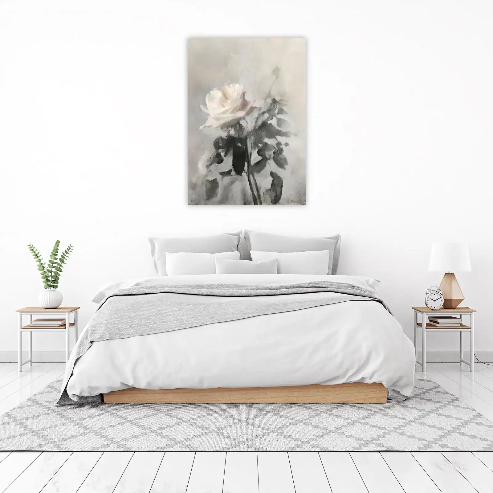 Ethereal White Rose Floral Wall Art Wall Art