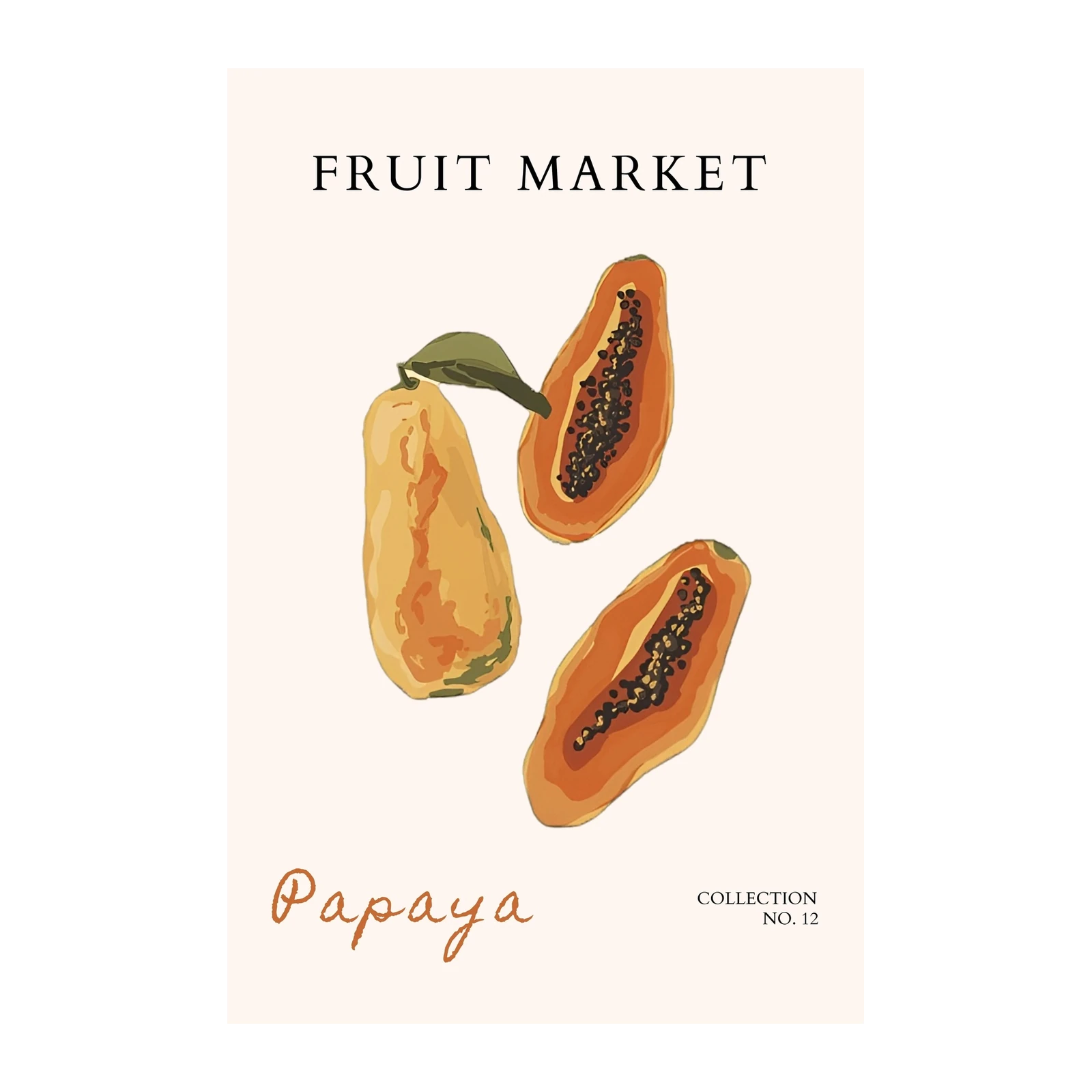 Vibrant Papaya Fruit Market Wall Art