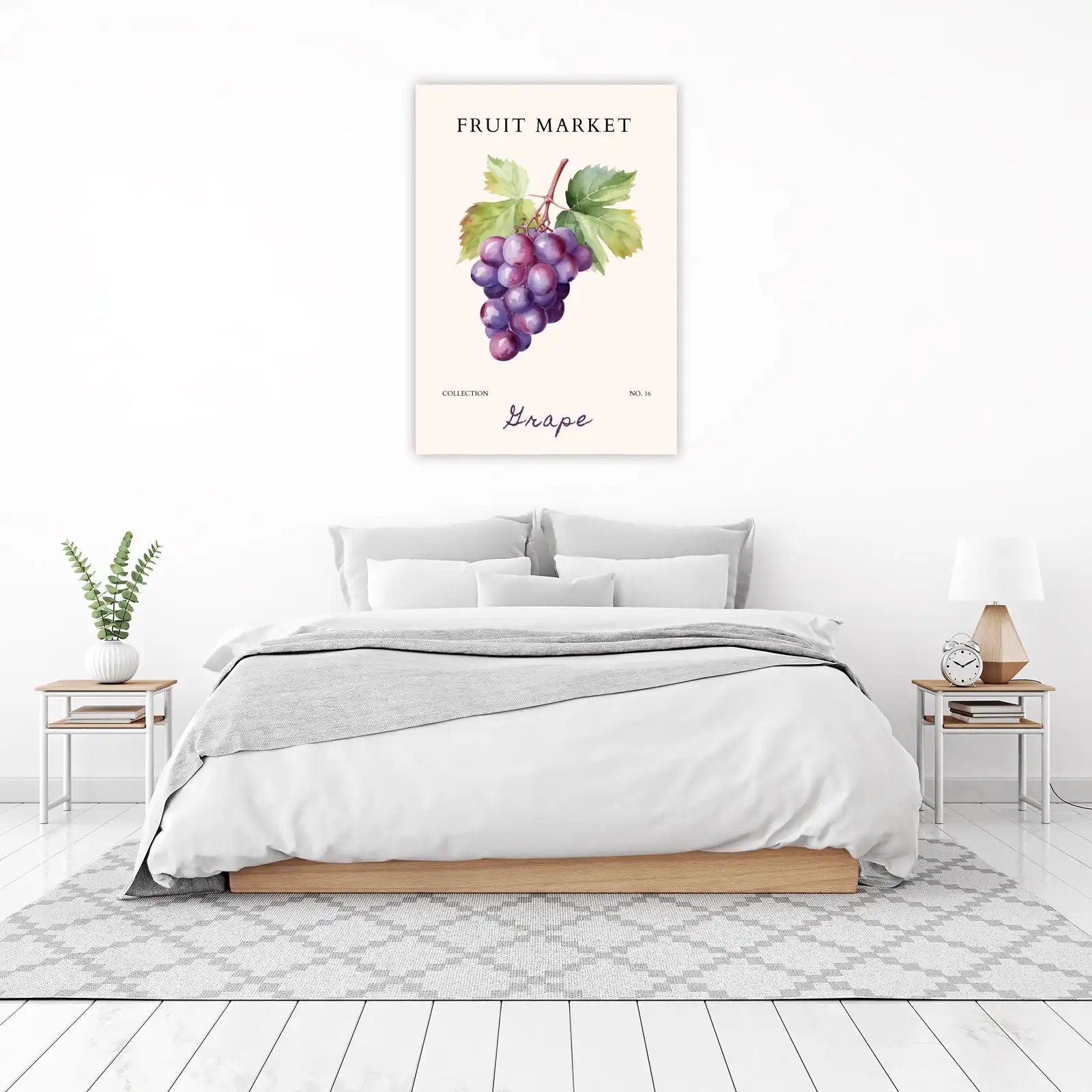 Elegant Grape Still Life Watercolor Wall Art