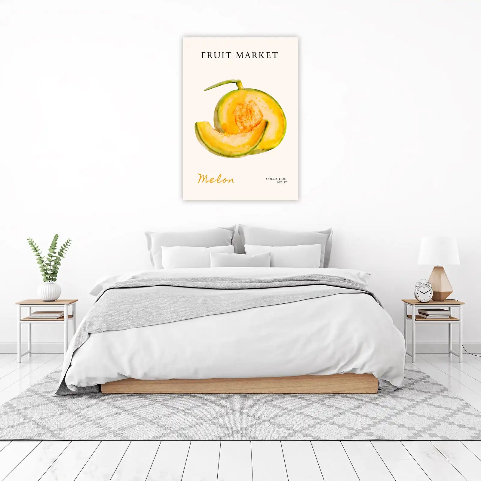 Vibrant Melon Watercolor Fruit Market Wall Art