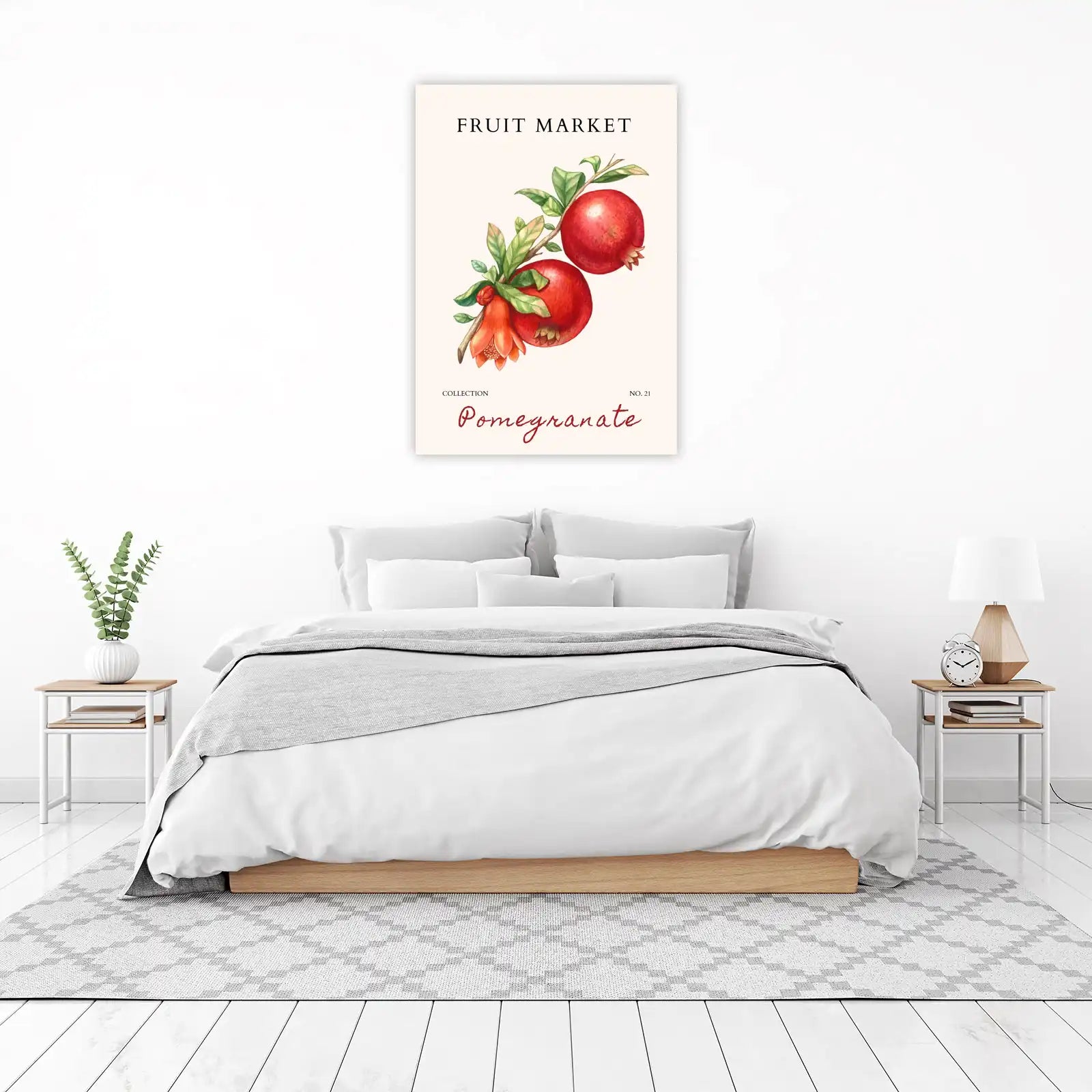 Vintage Pomegranate Botanical Watercolor Wall Art