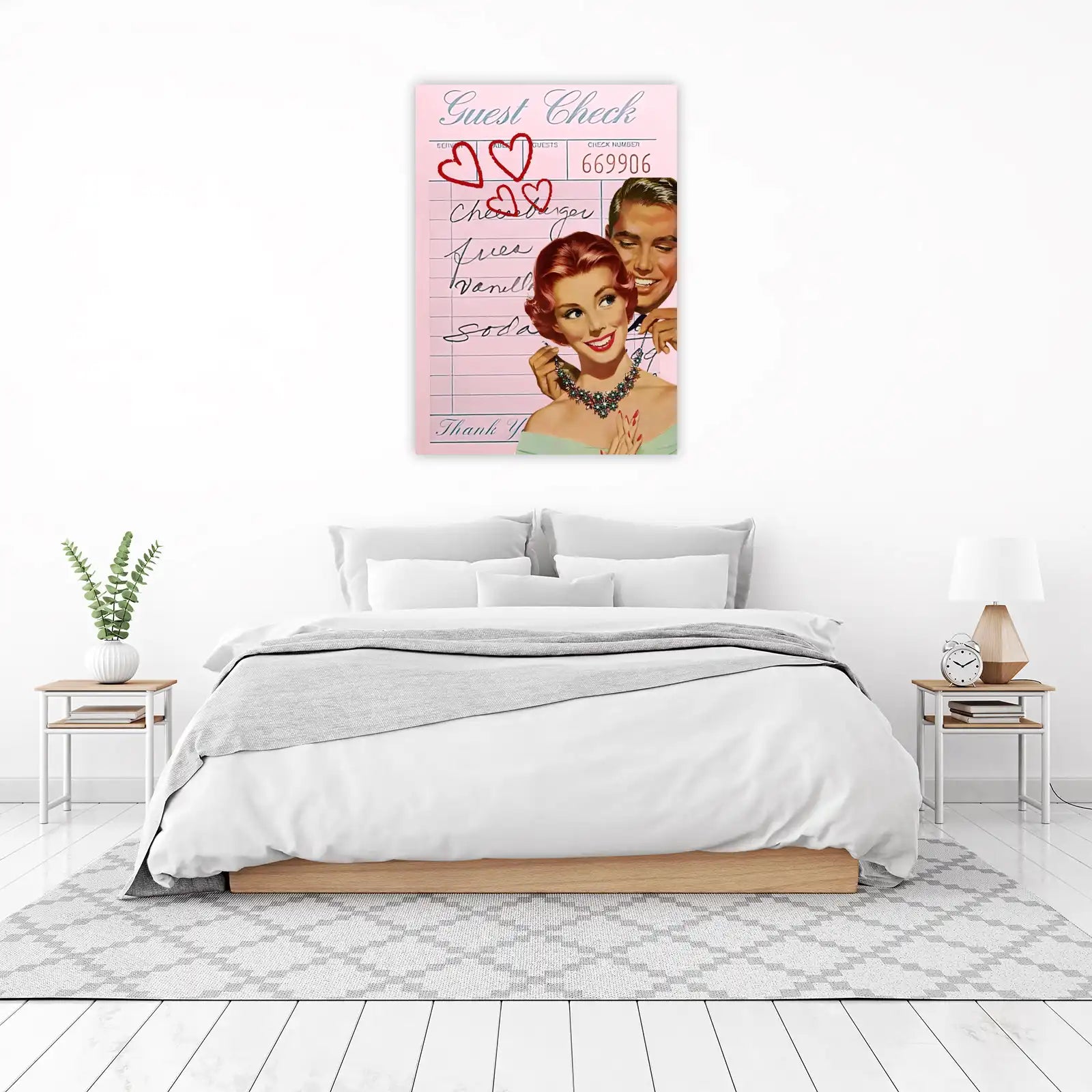 Retro Romance Diner Hearts Wall Art
