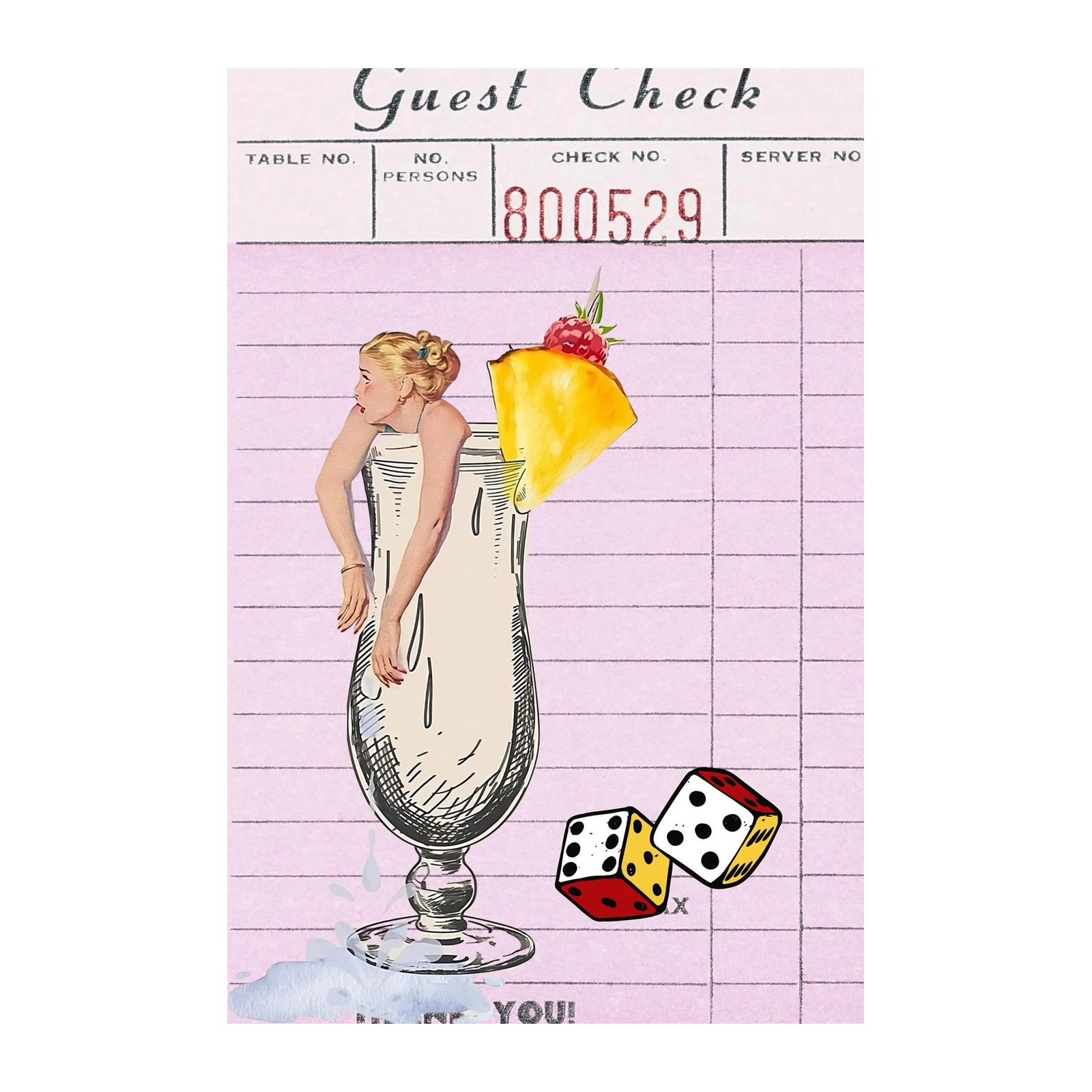 Retro Cocktail Diner Pin-up Dice Wall Art