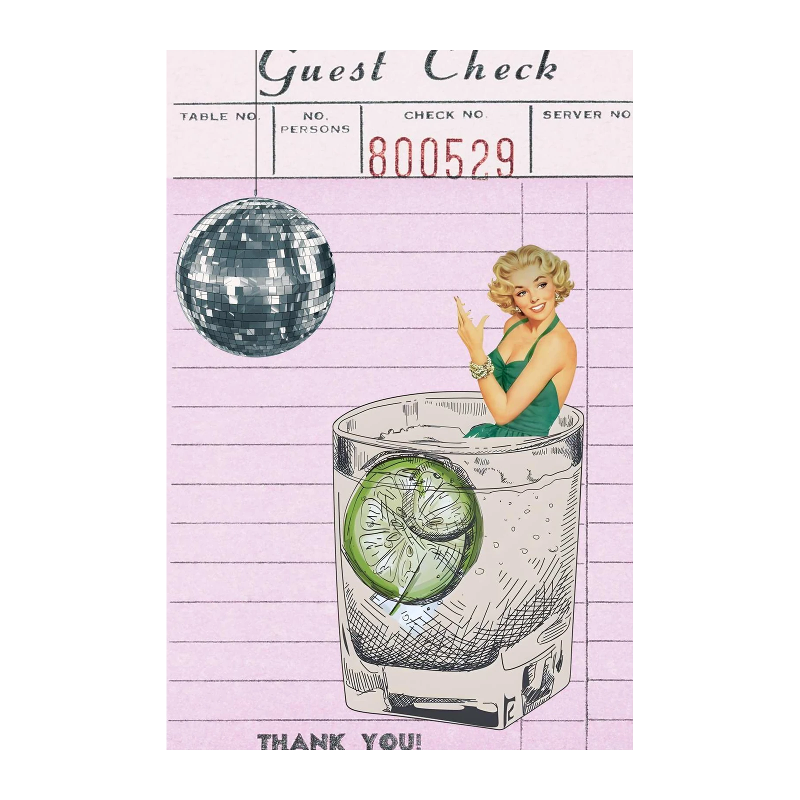 Retro Disco Glam Girl Cocktail Wall Art