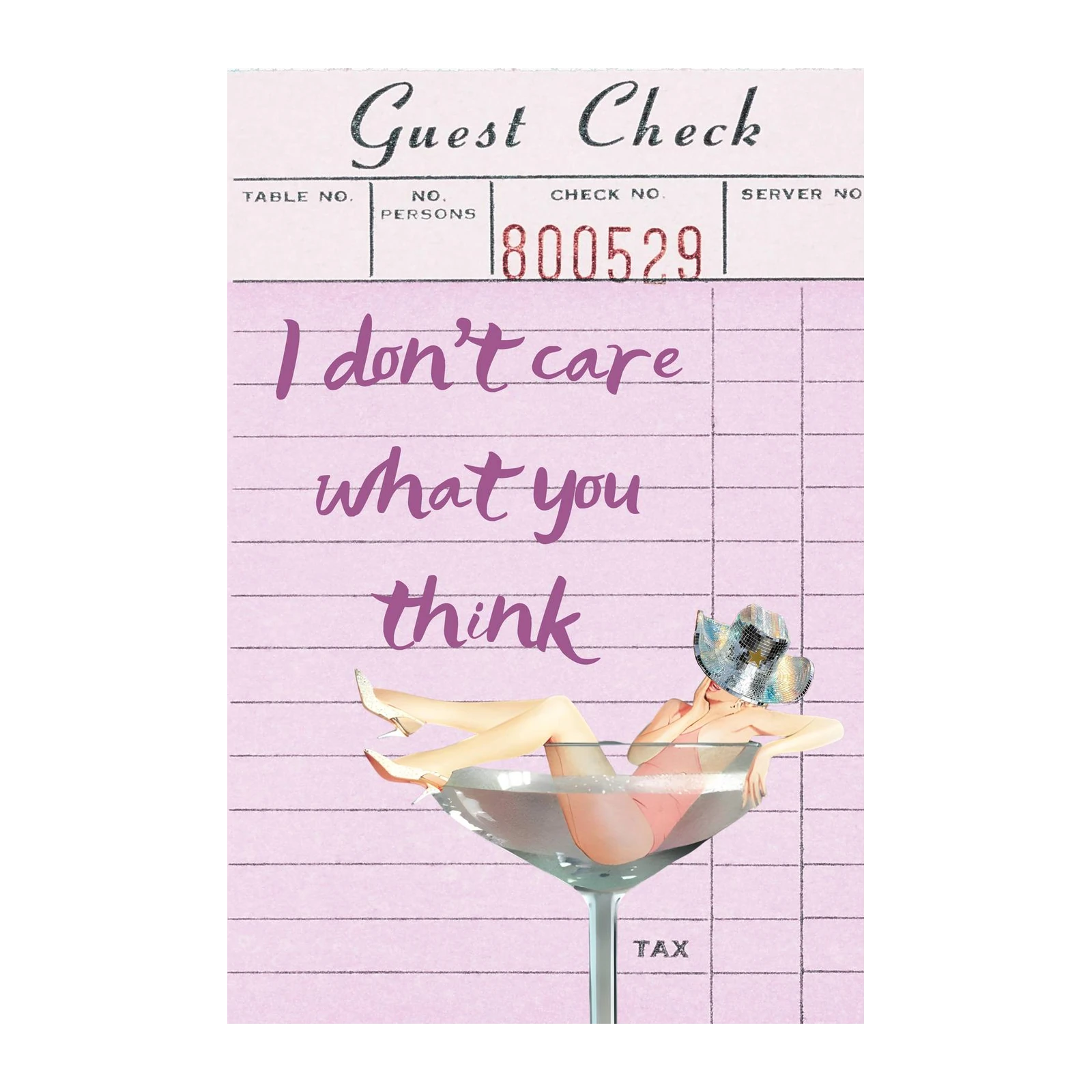 Glamorous Queen "I Don't Care" Guest Check Wall Art