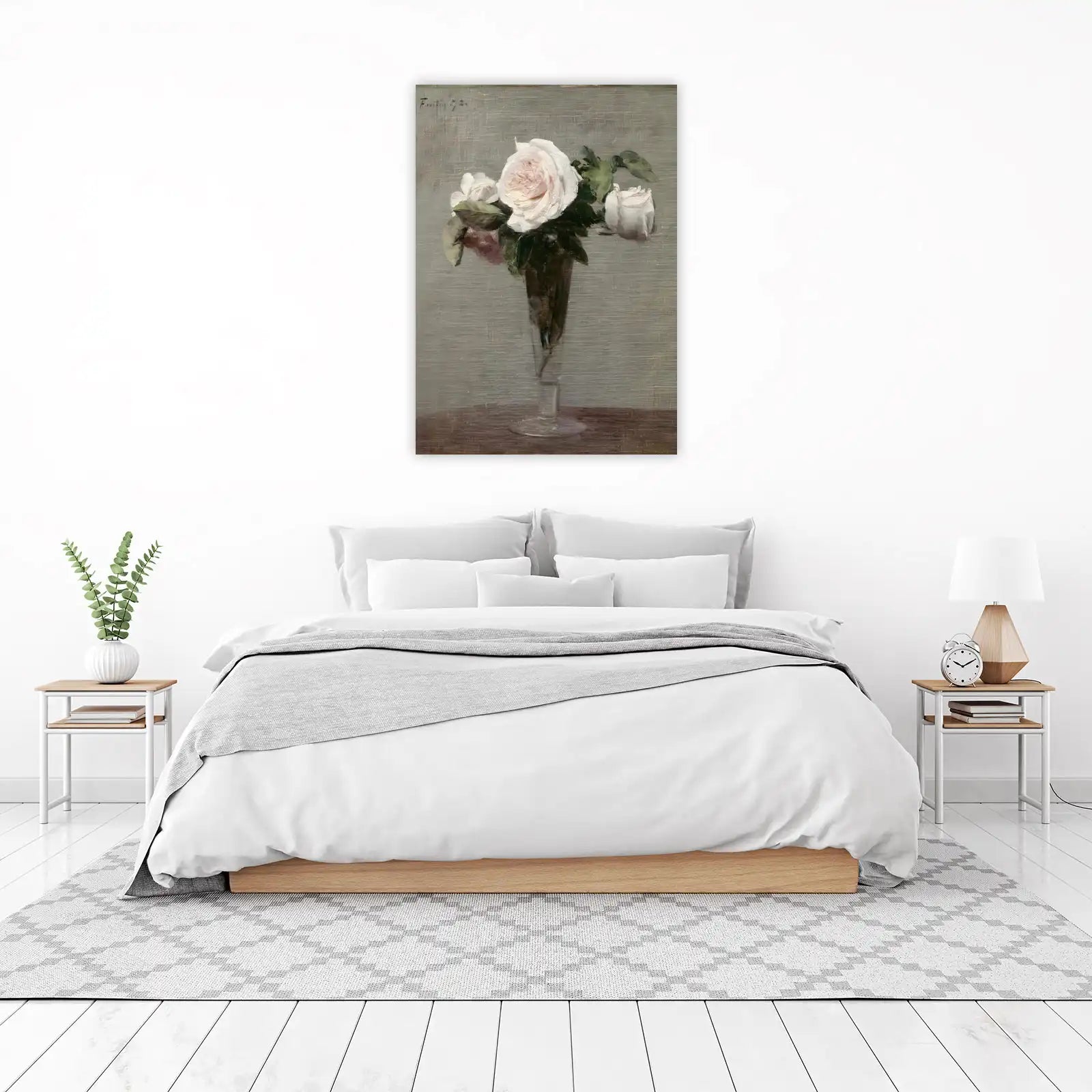 Elegant White Roses Still Life Wall Art