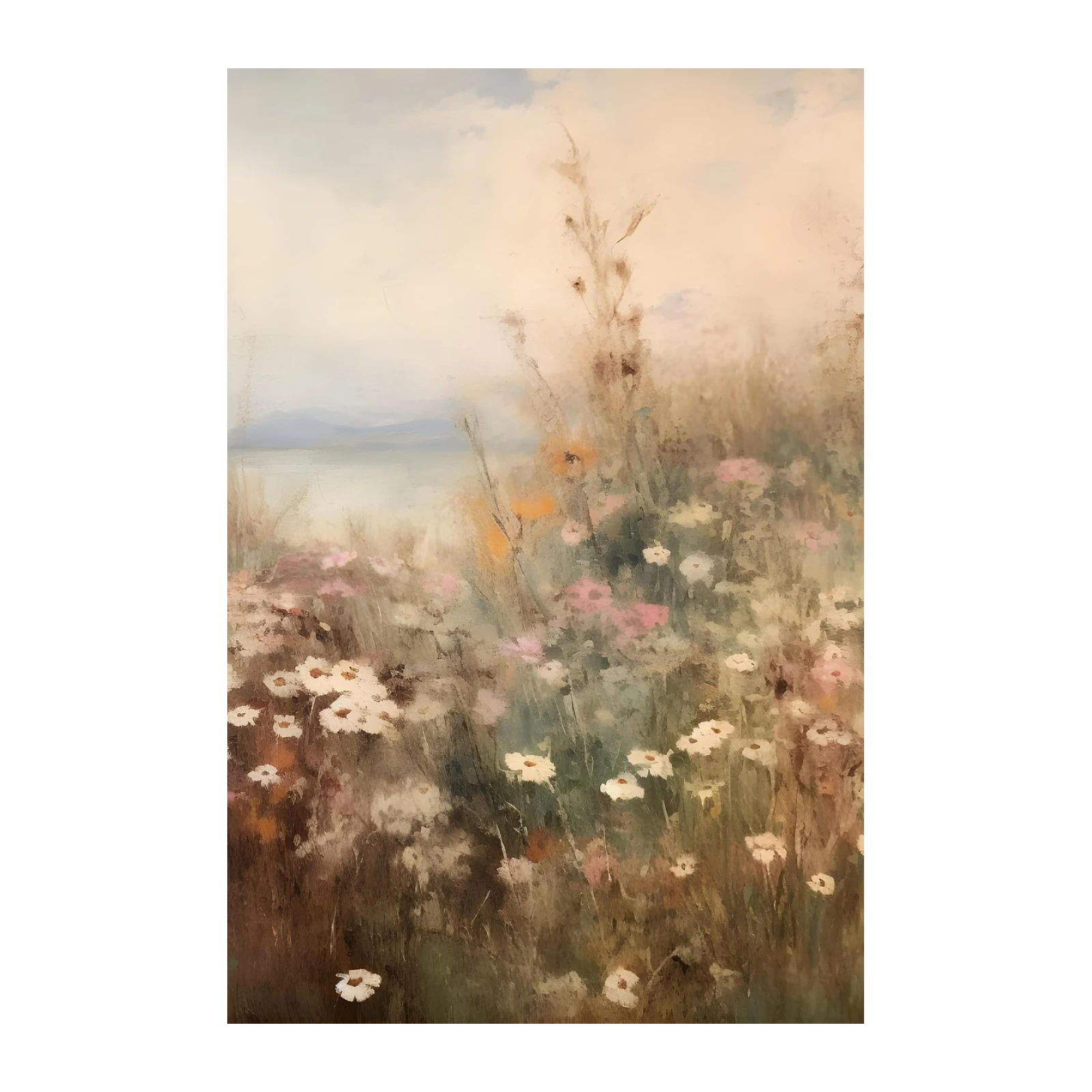 Serene Meadow Daisies & Sky Wall Art