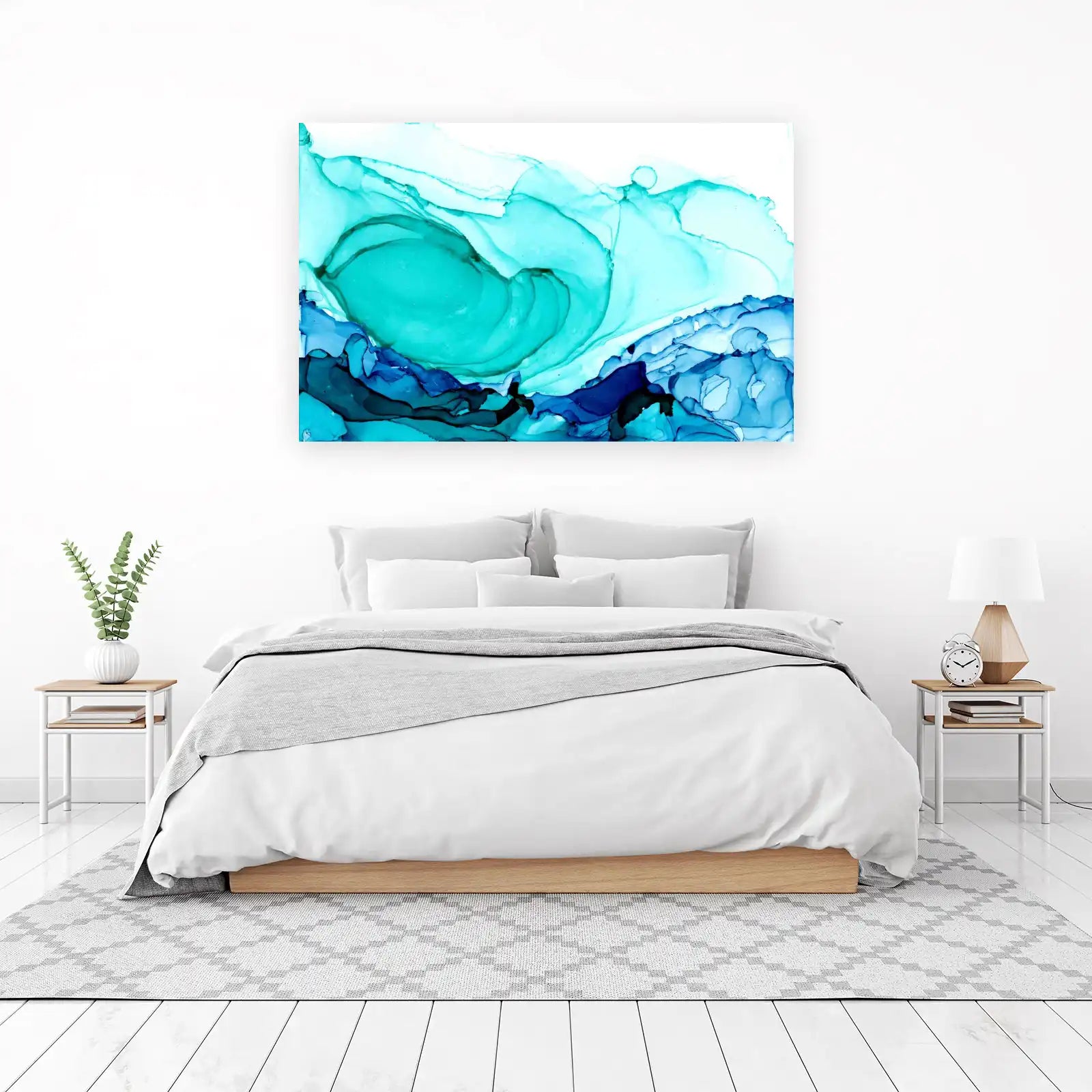 Ocean Swirl Turquoise & Blue Abstract Wall Art
