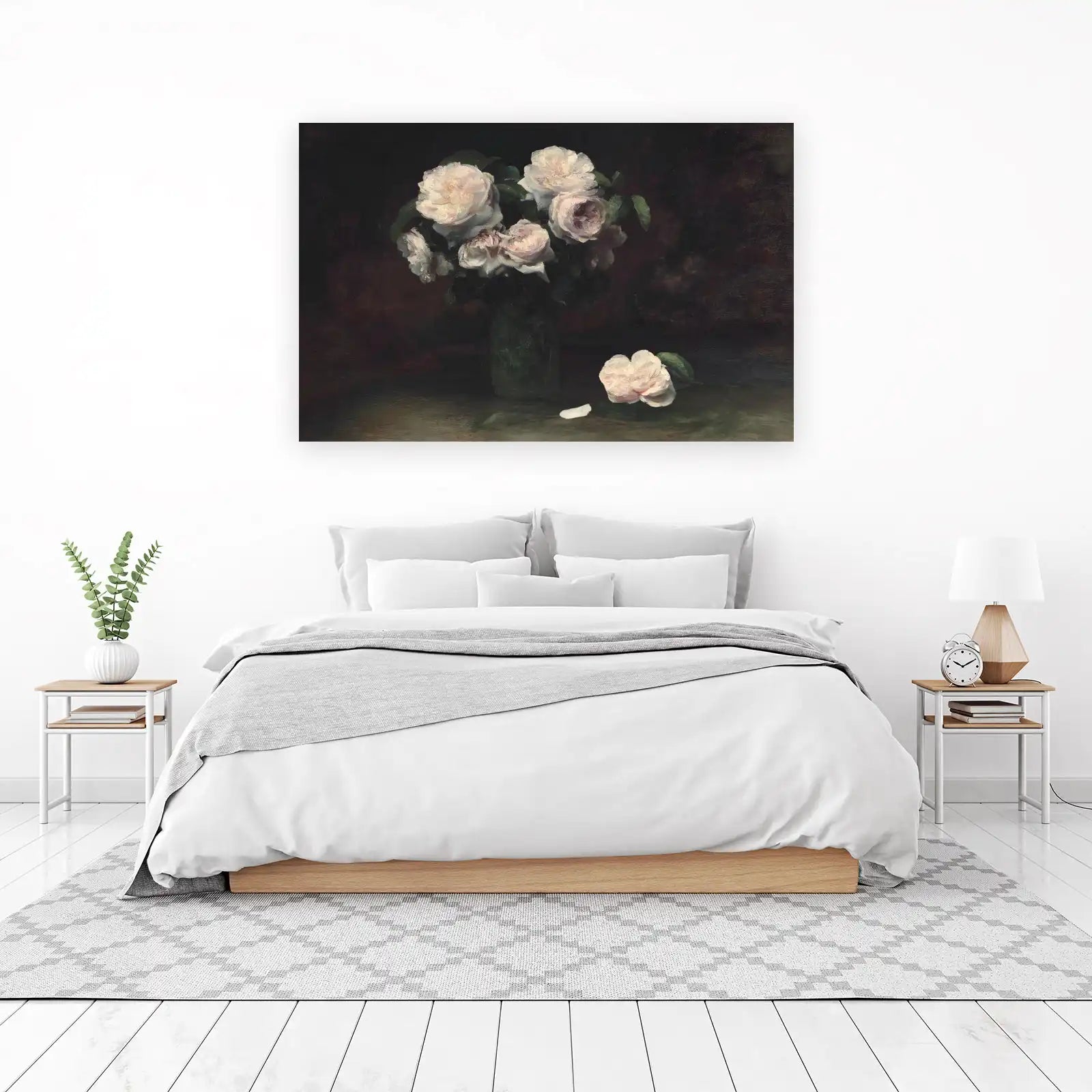 Elegant White Roses Still Life Wall Art