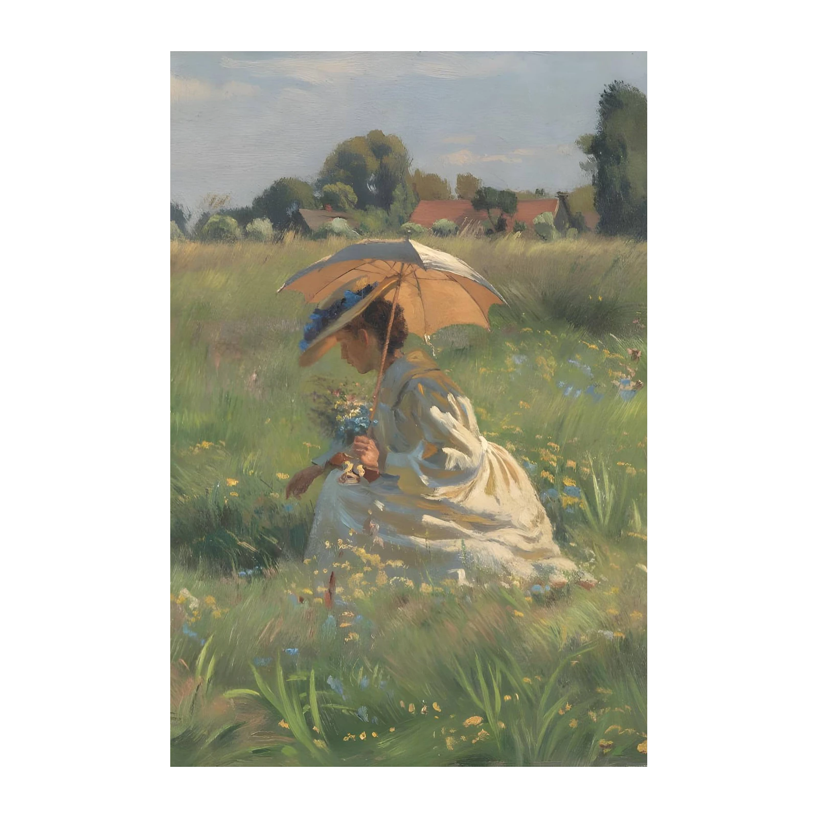 Victorian Meadow Scene Umbrella Wall Art