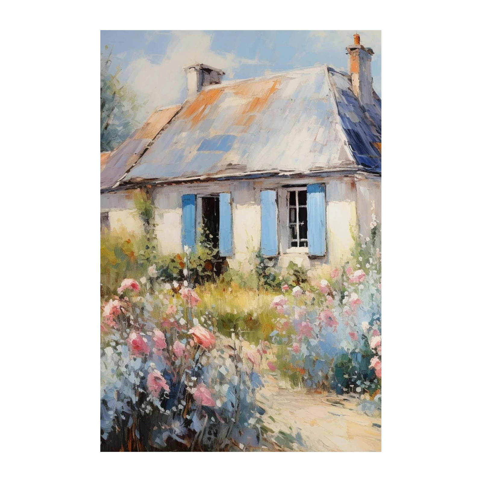 Charming French Cottage Floral Garden Wall Art