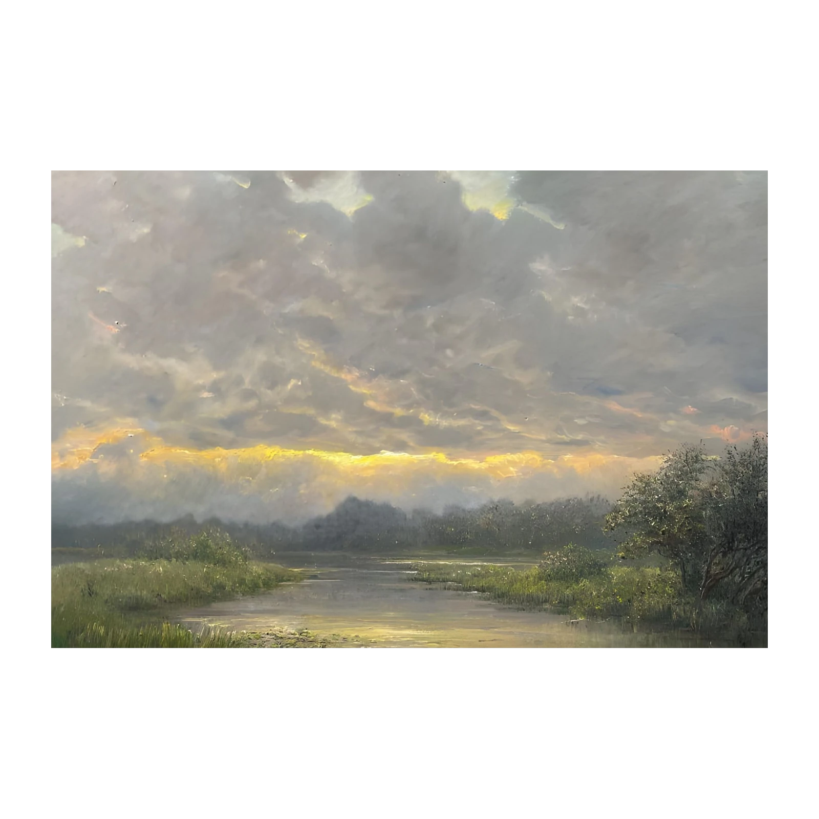 Serene Sunrise Marsh Landscape Wall Art