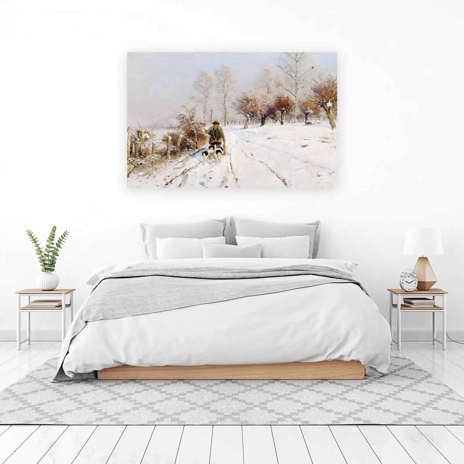 Winter Hunter & Dogs Snowy Path Wall Art