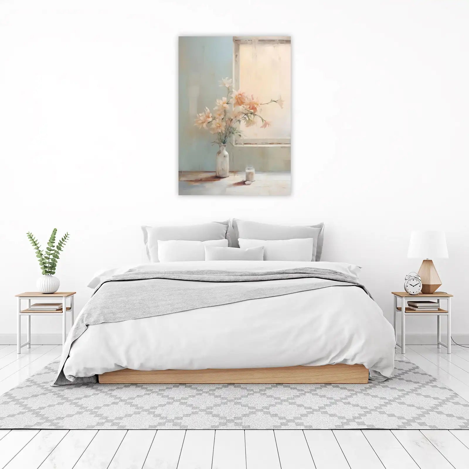 Serene Peach Floral Still Life Wall Art