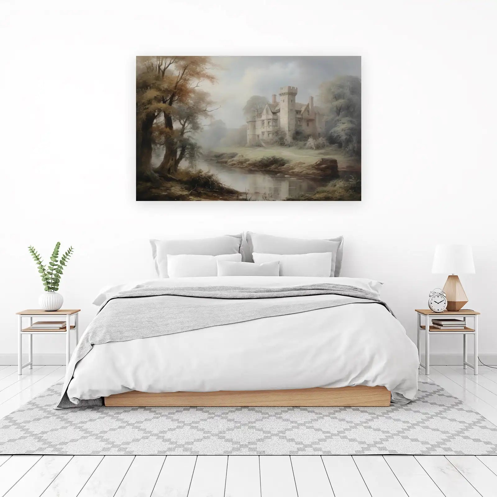 Misty Castle Landscape Wall Art