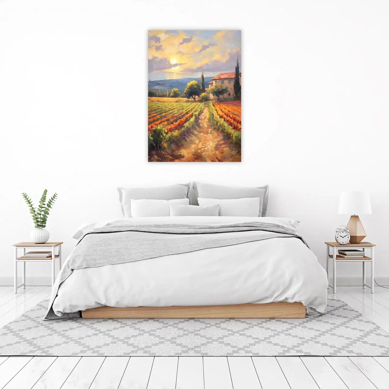 Tuscan Vineyard Sunset Landscape Wall Art