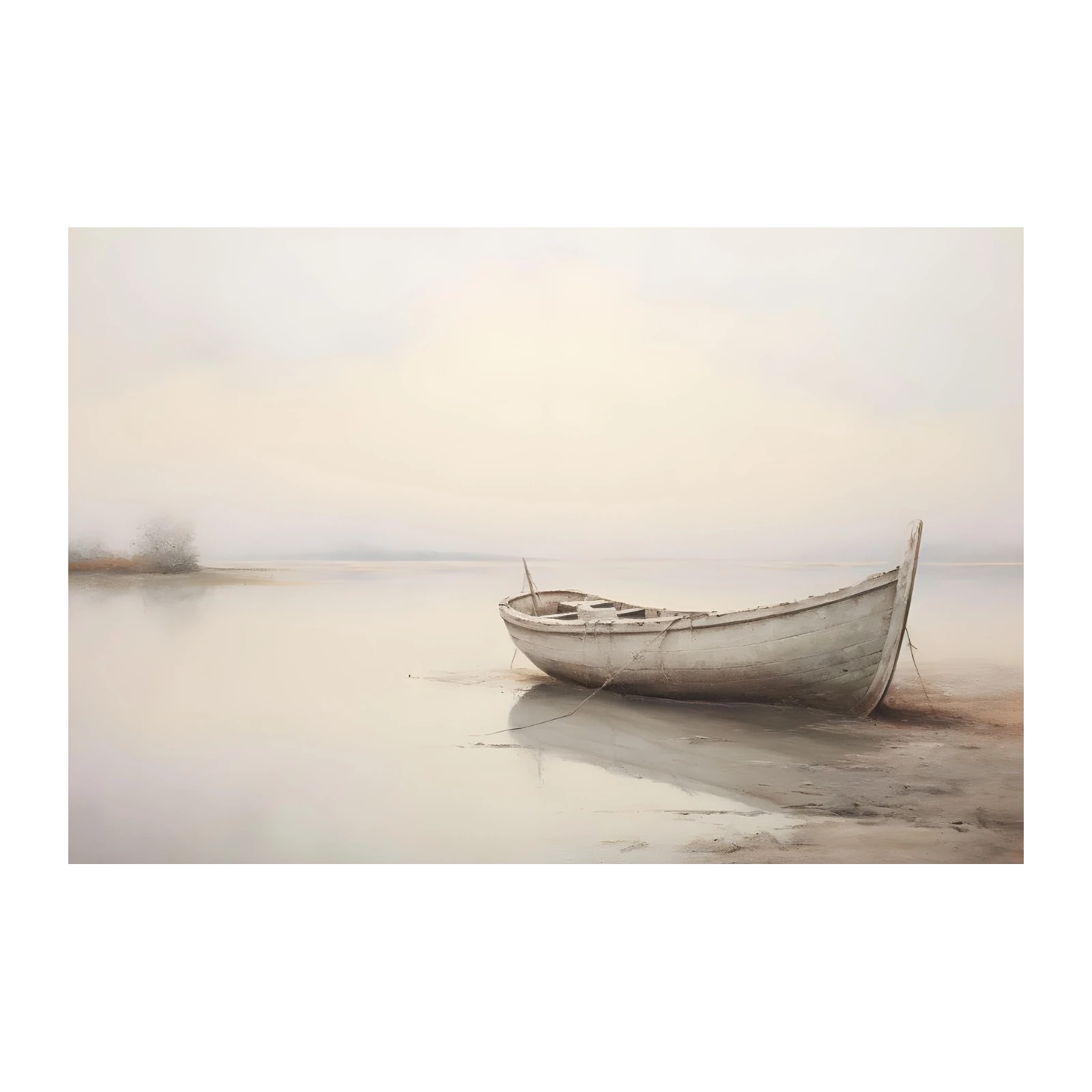Serene Driftwood Boat Coastal Wall Art