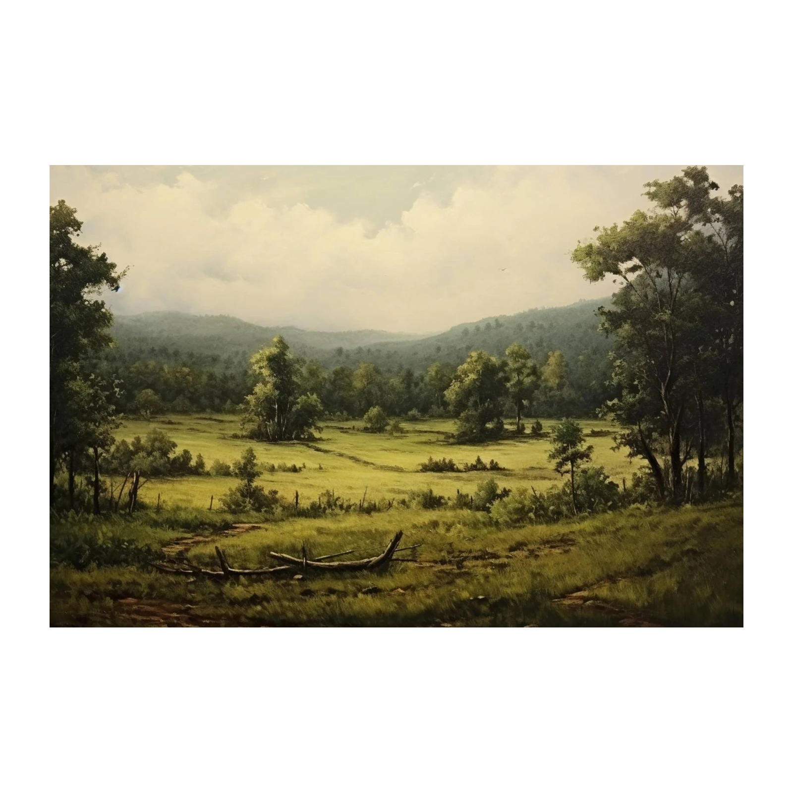 Serene Meadow Landscape Wall Art