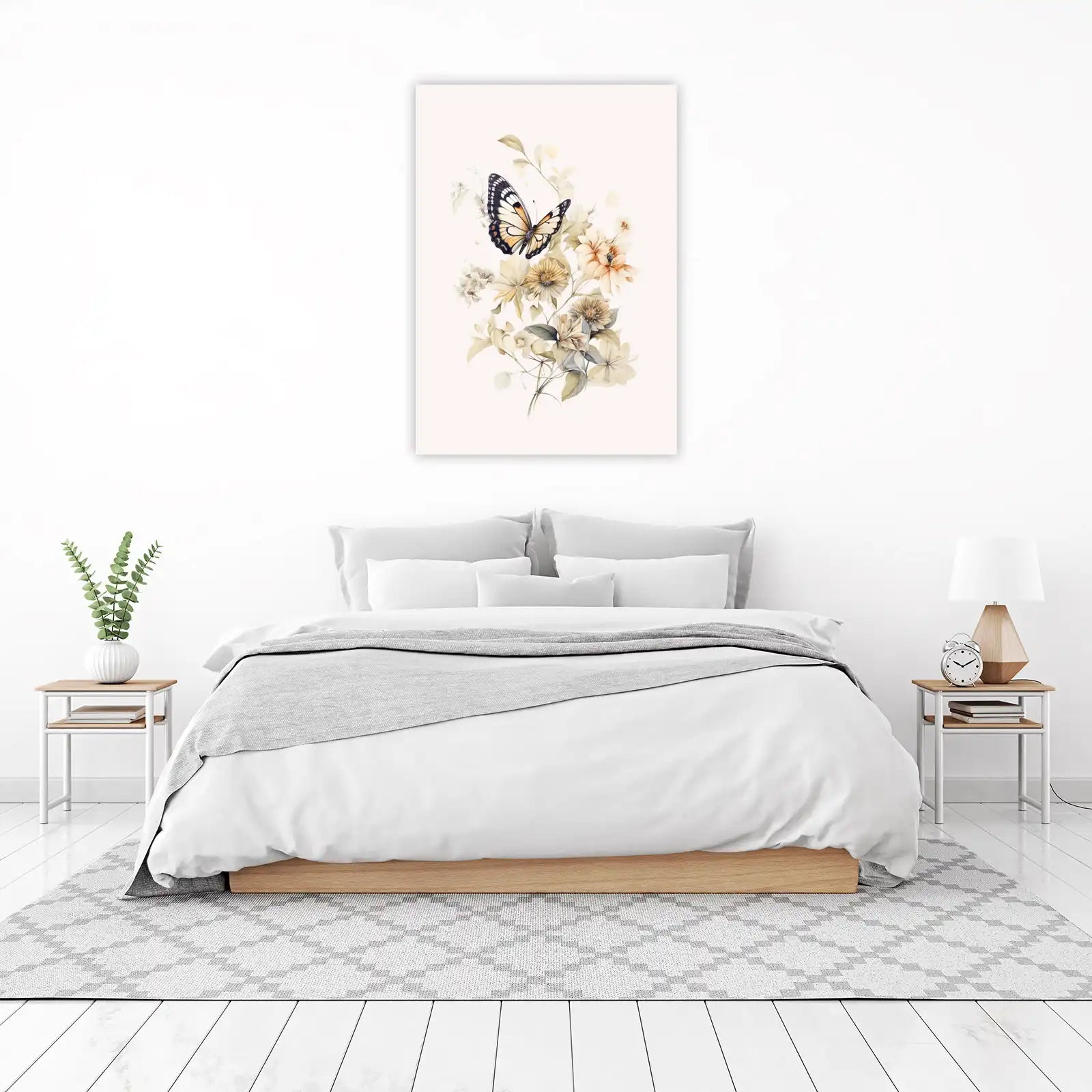 Elegant Butterfly Botanical Floral Wall Art