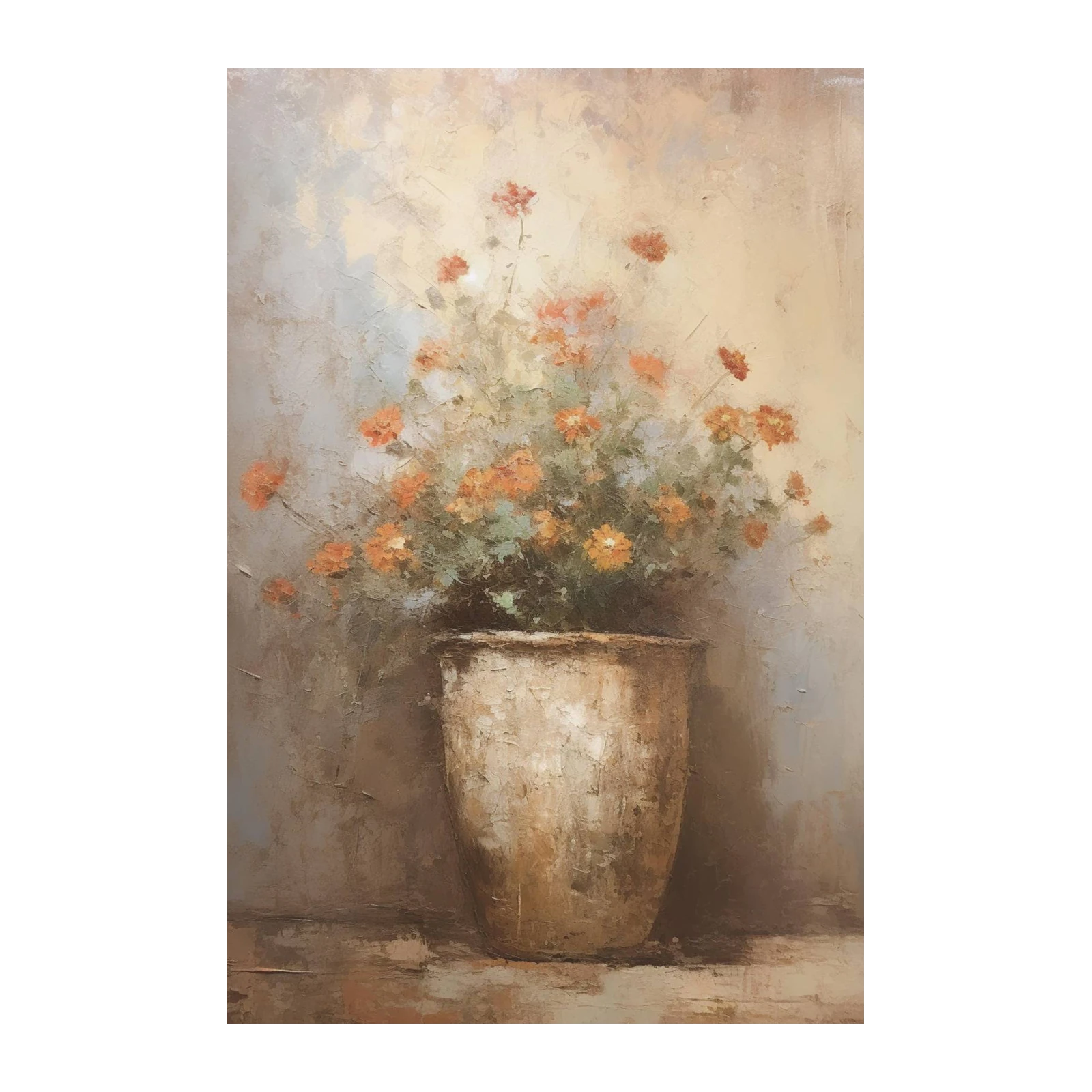 Rustic Orange Floral Bloom Wall Art