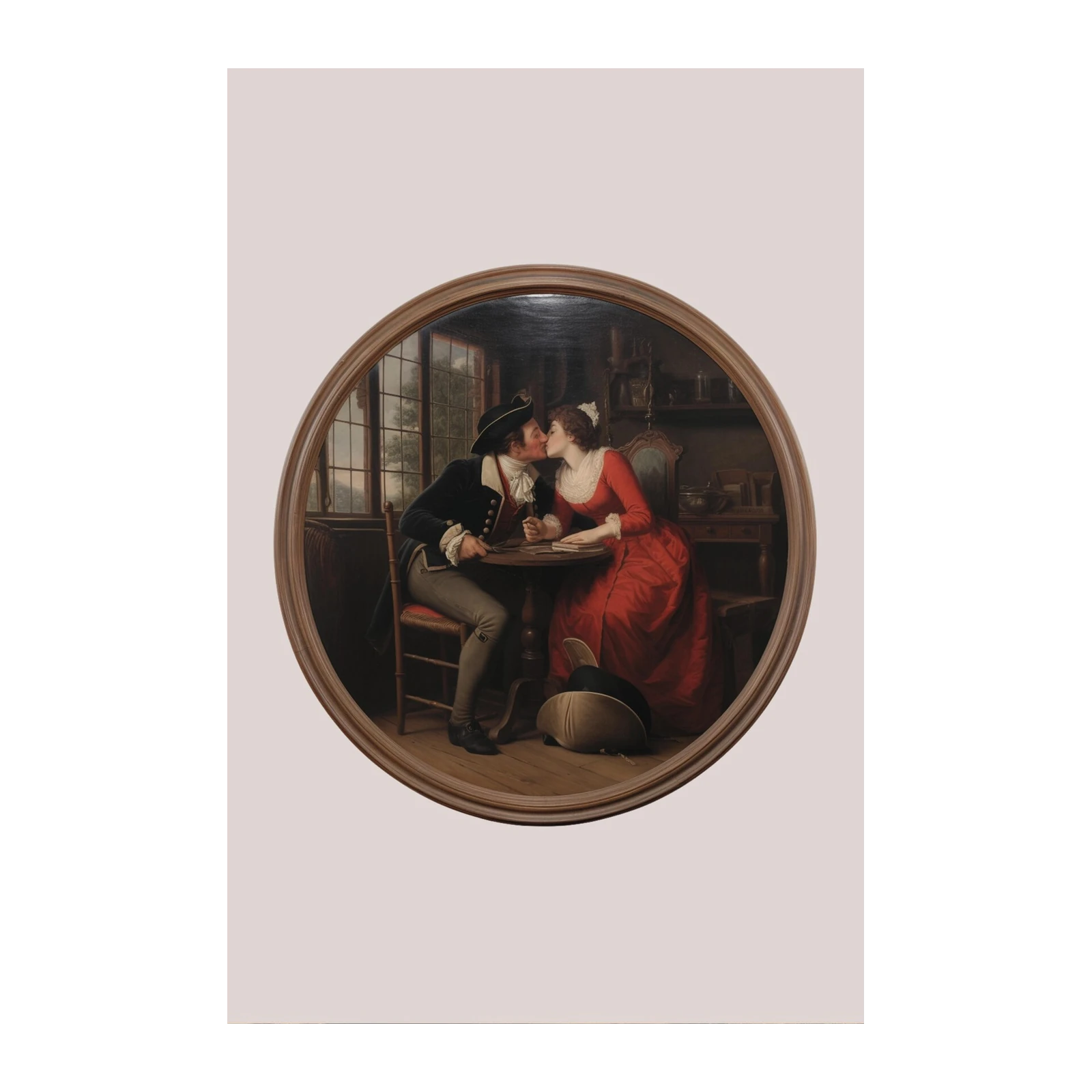 Romantic Couple 18th Century Kiss Wall Art