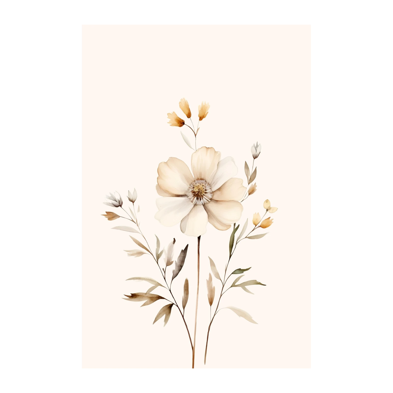 Boho Cream Floral Botanical Art Wall Art