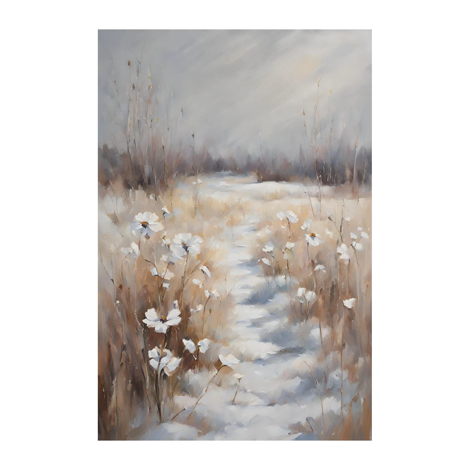 Serene Winter Meadow Path Wall Art