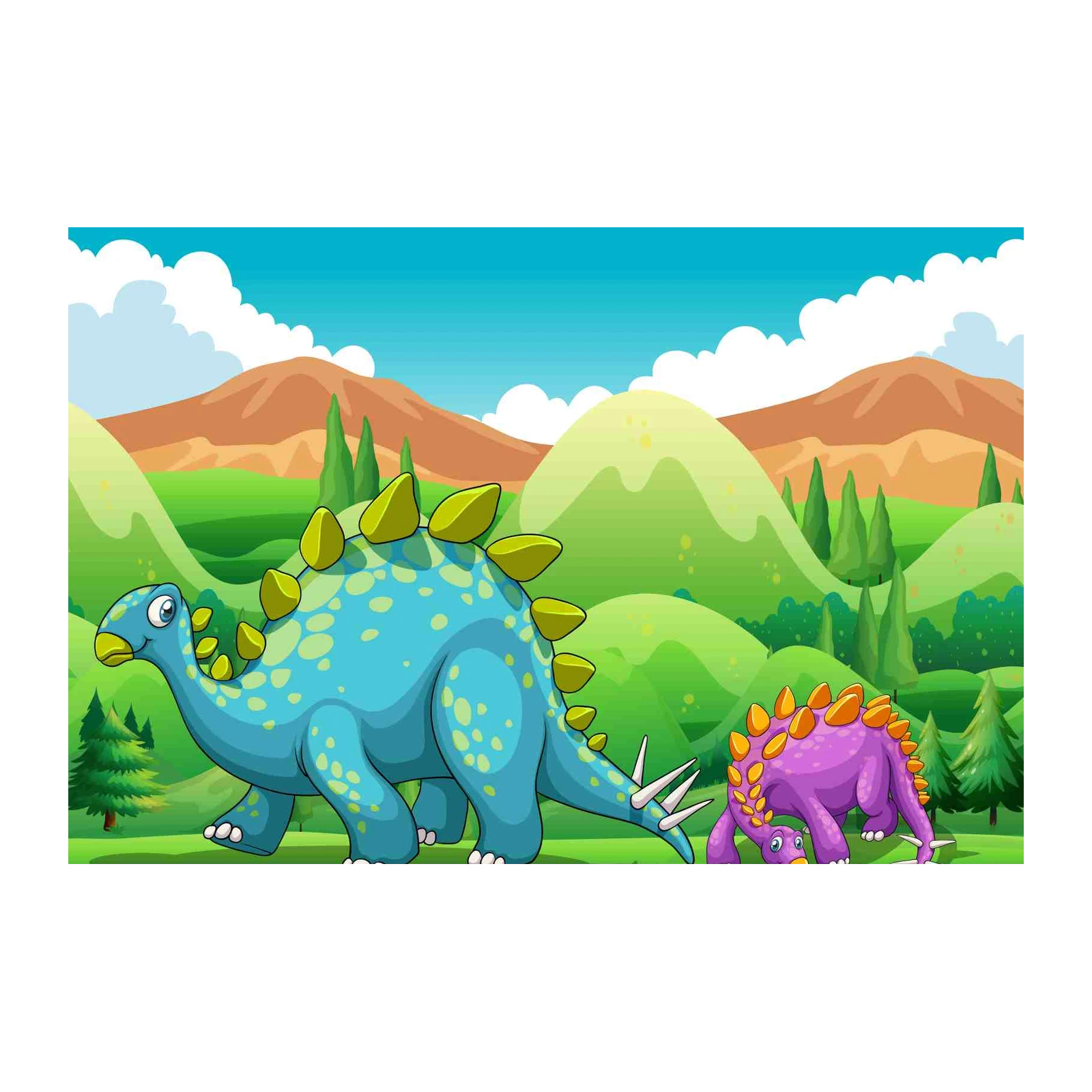Adorable Dinosaur Duo Fun Landscape Wall Art