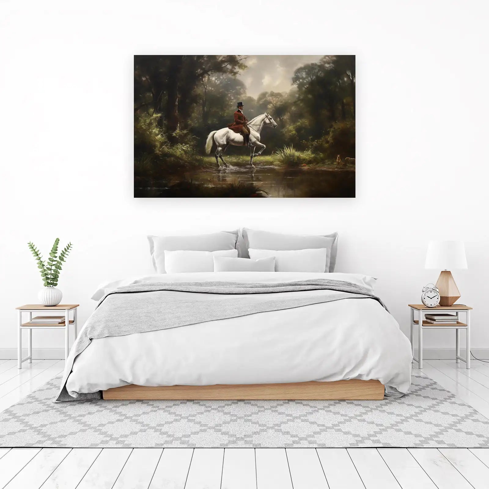 Elegant Rider & Horse Forest Scene Wall Art