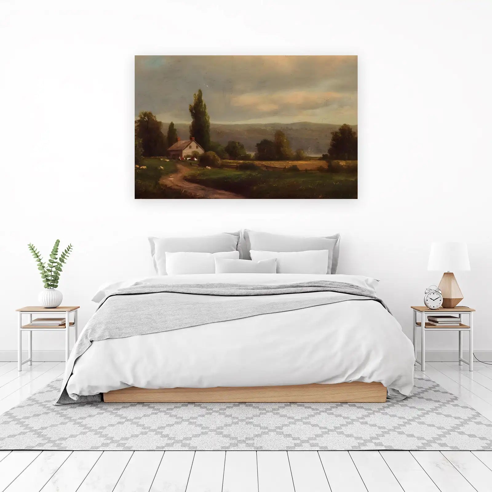 Serene Countryside Farmhouse Landscape Wall Art