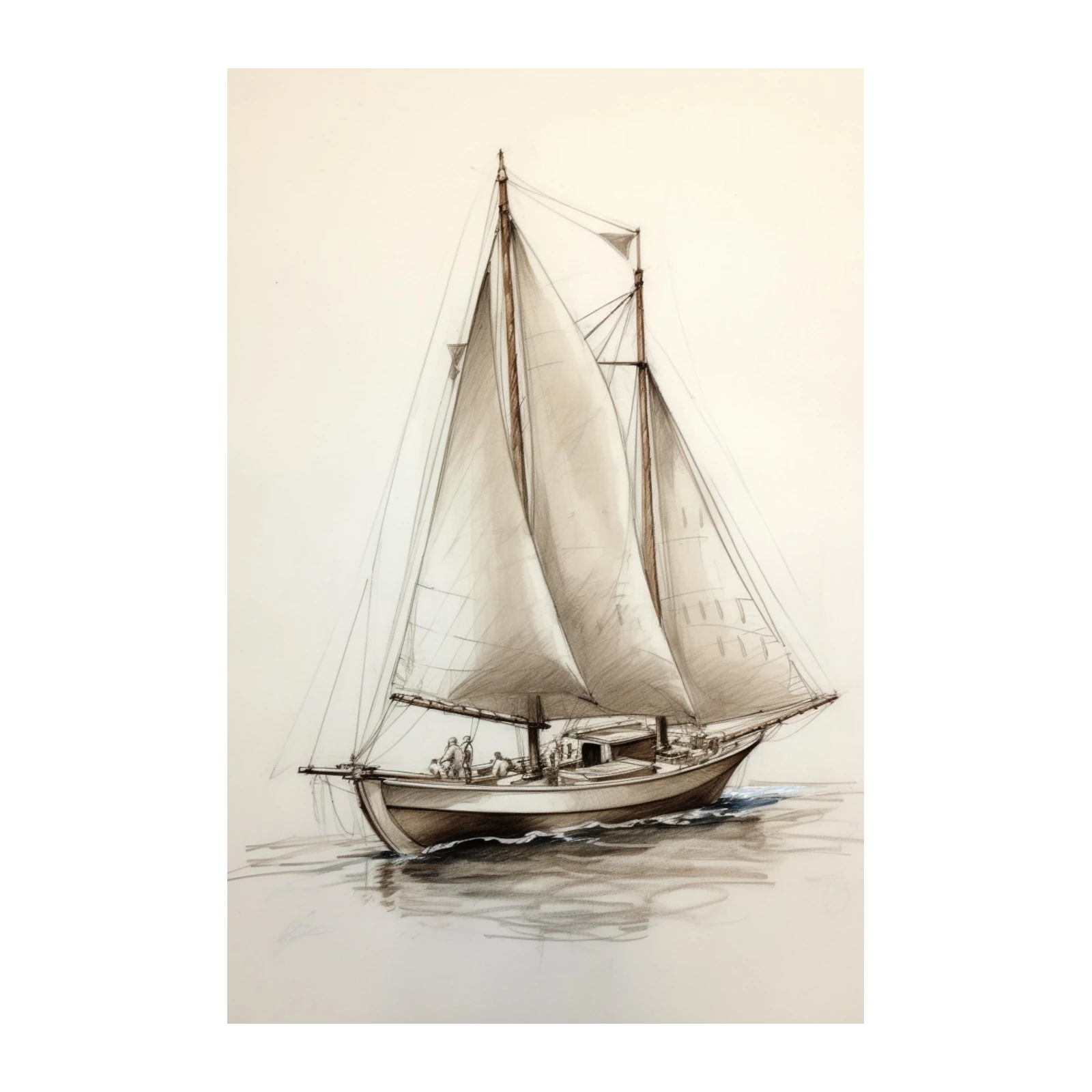 Vintage Sailboat Sketch Wall Art