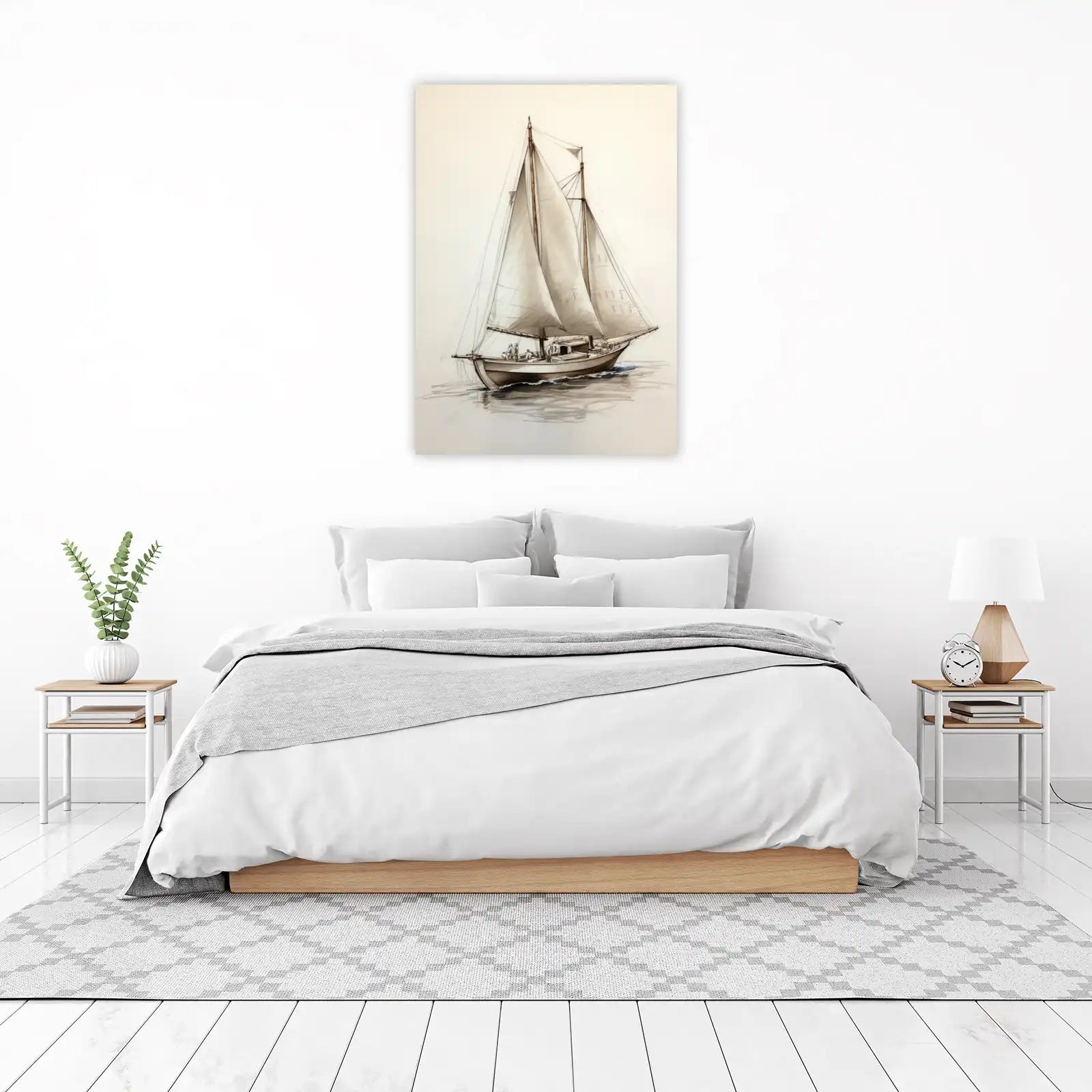 Vintage Sailboat Sketch Wall Art