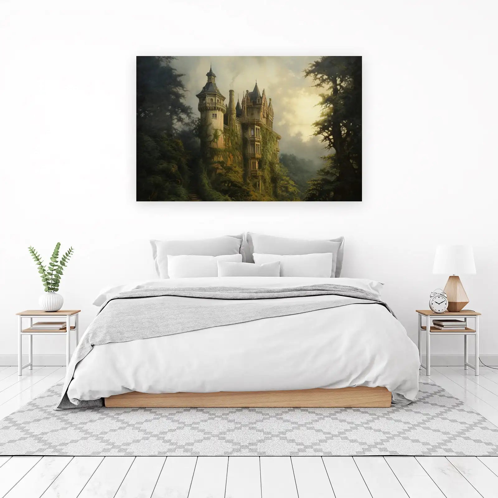 Enchanted Castle in Misty Forest Wall Art