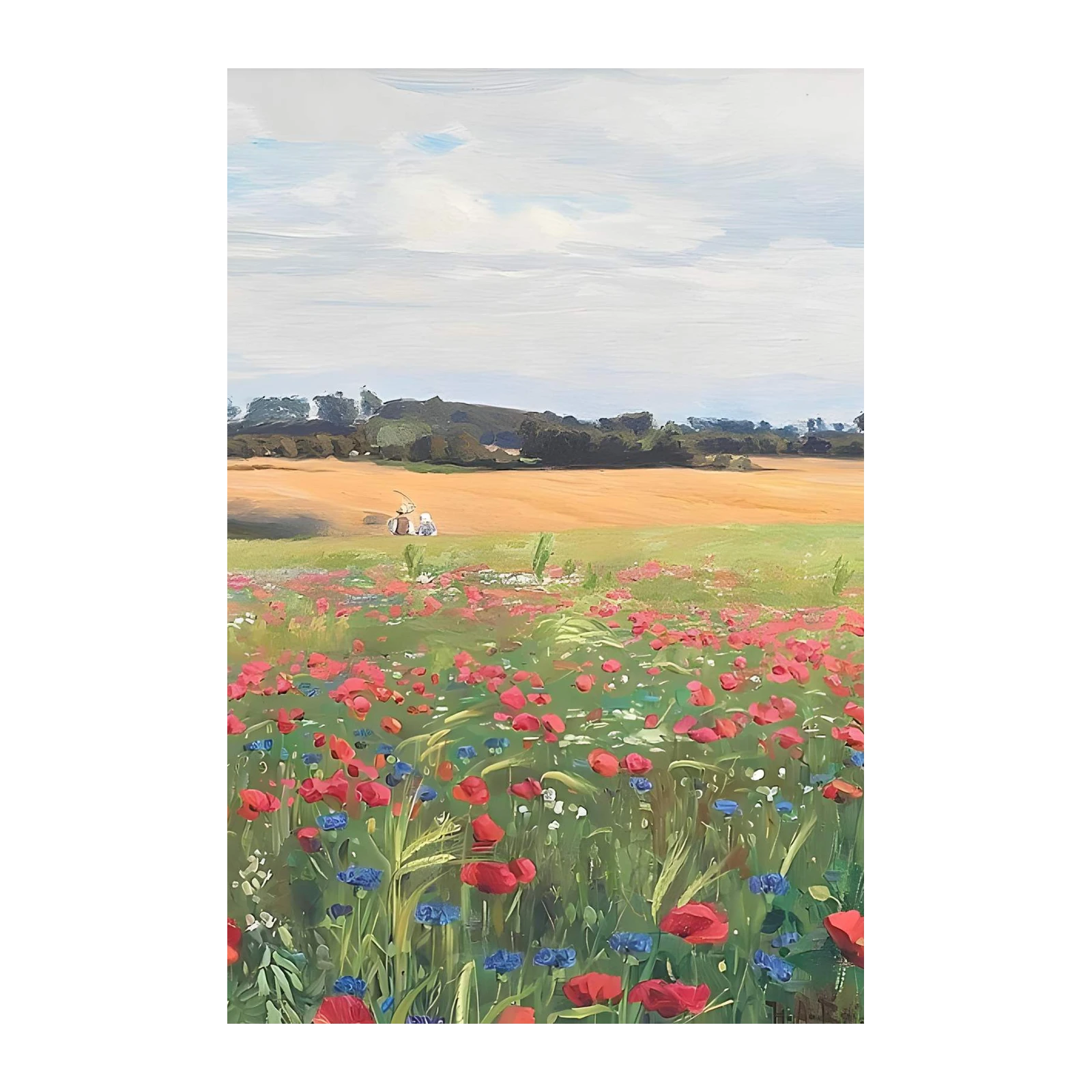 Vibrant Poppy Field Landscape Wall Art