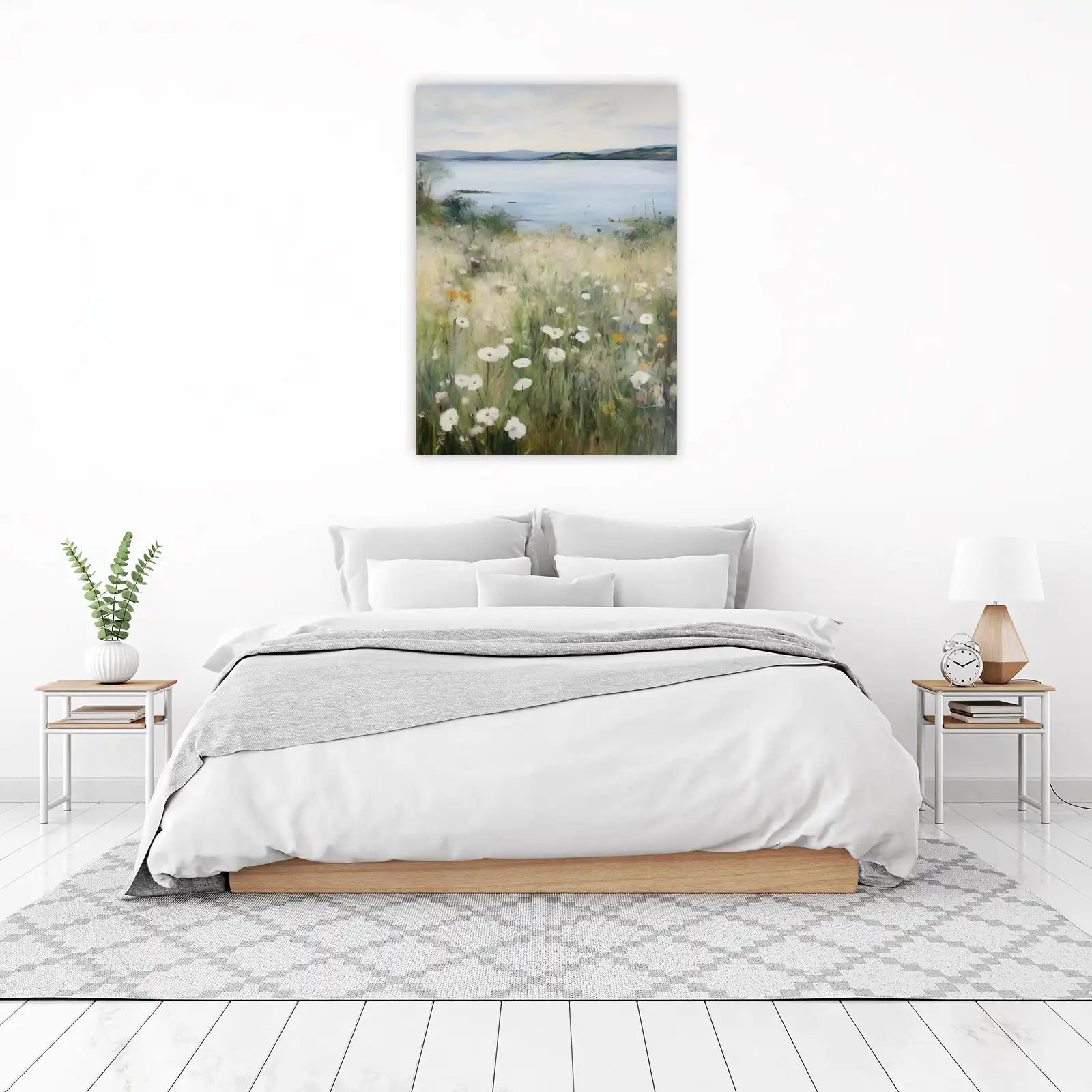 Tranquil Lakeside Wildflowers Wall Art